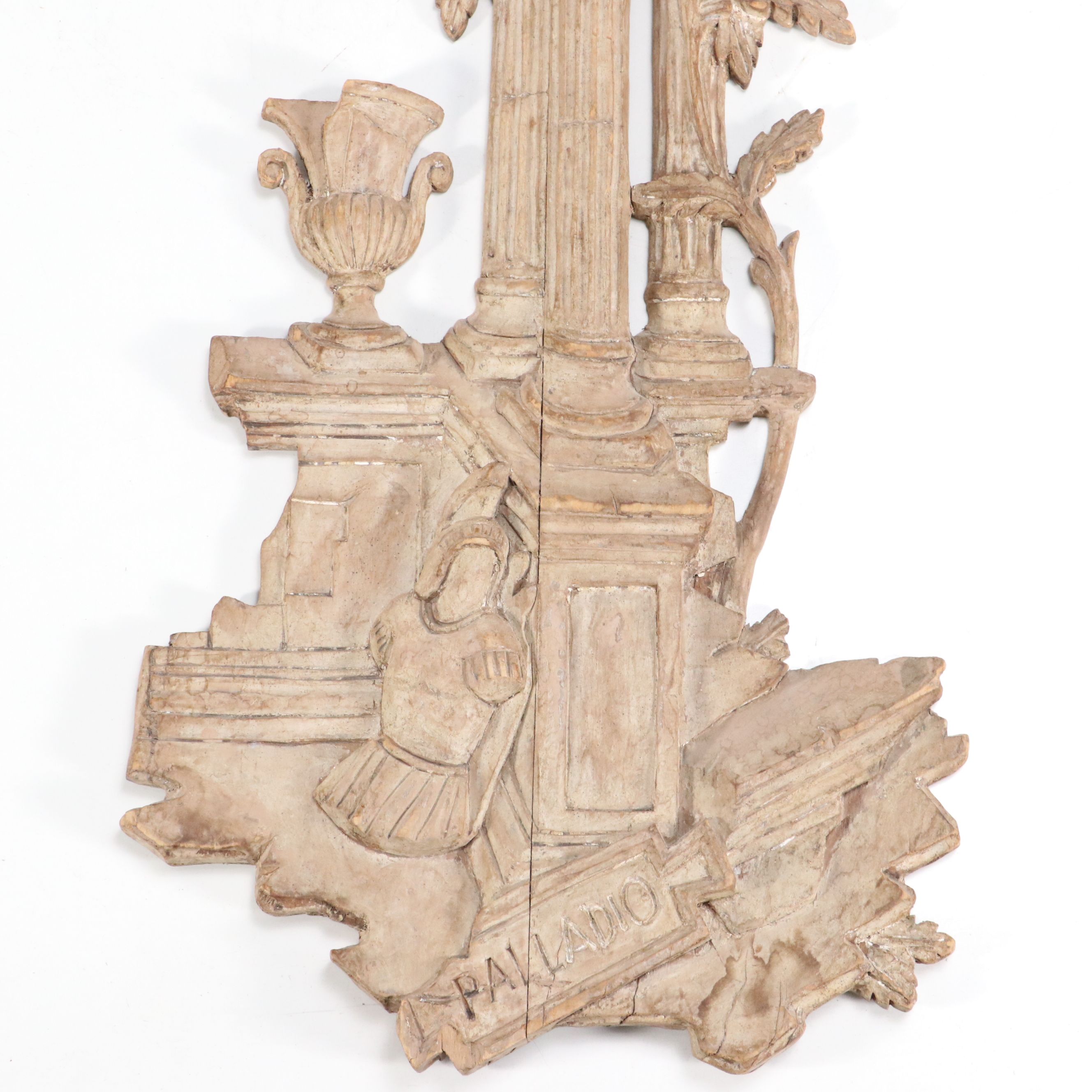 Palladio Carved Wood Roman Ruins Wall Plaques, 20th Century