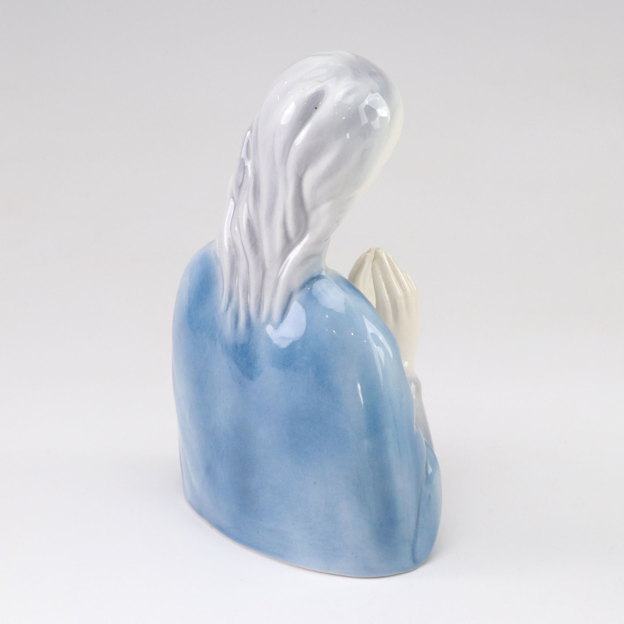 Goldscheider Hand-Painted "Madonna Praying" Porcelain and Chalkware Figurines