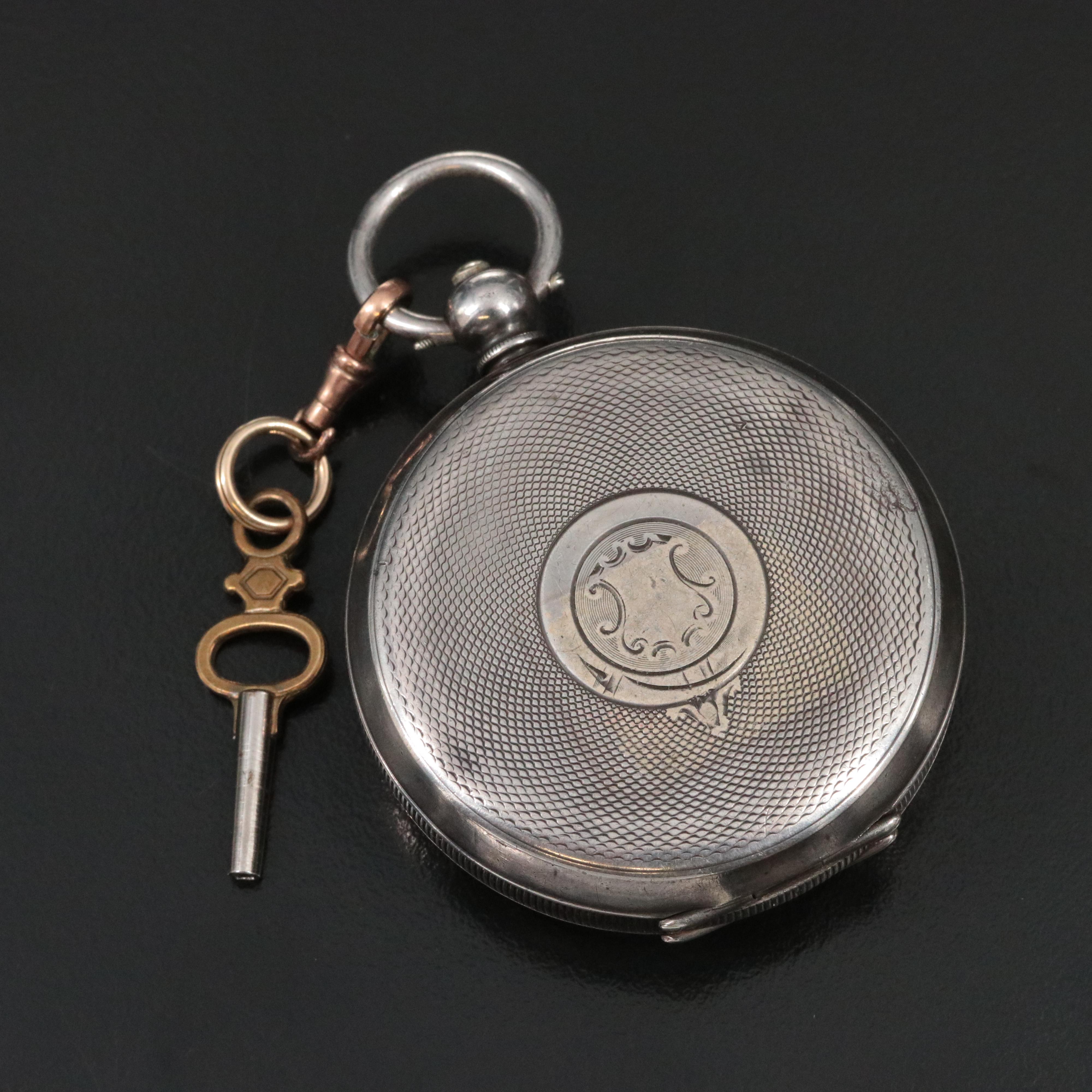 H.E. Peck London Swiss Made .935 Silver Pocket Watch