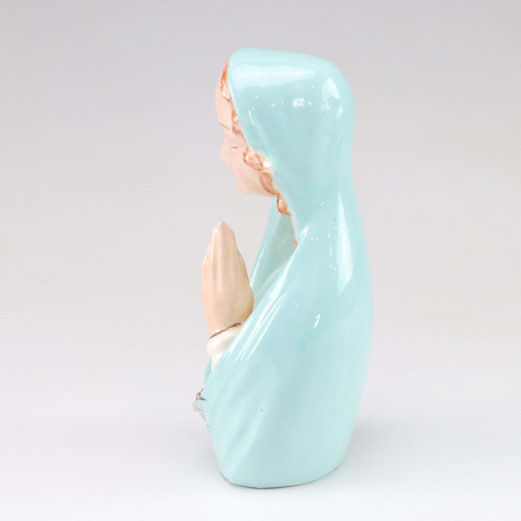 Goldscheider Hand-Painted "Madonna Praying" Porcelain and Chalkware Figurines