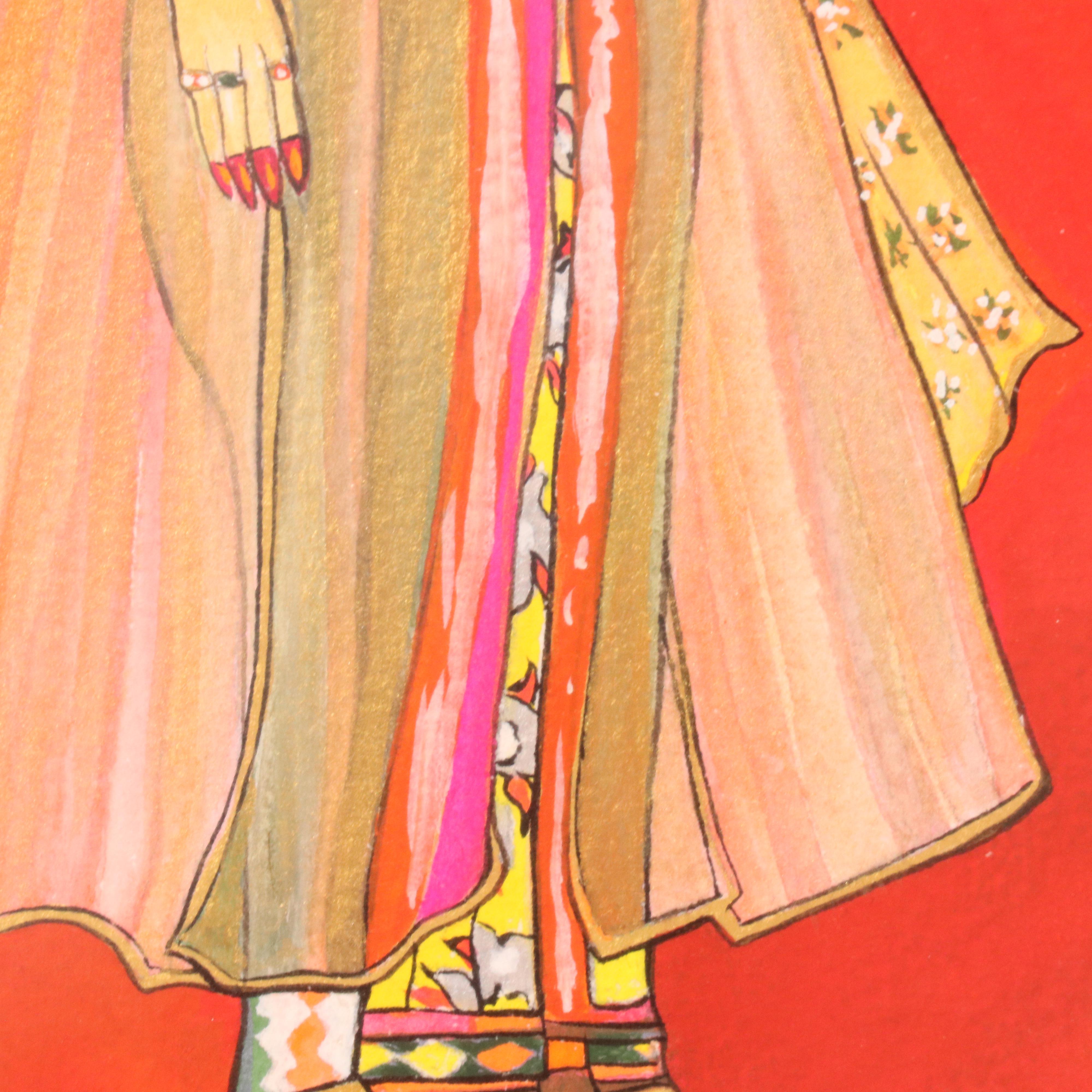 Victoria Nodiff-Netanel Watercolor Painting of Indian Woman and Horse