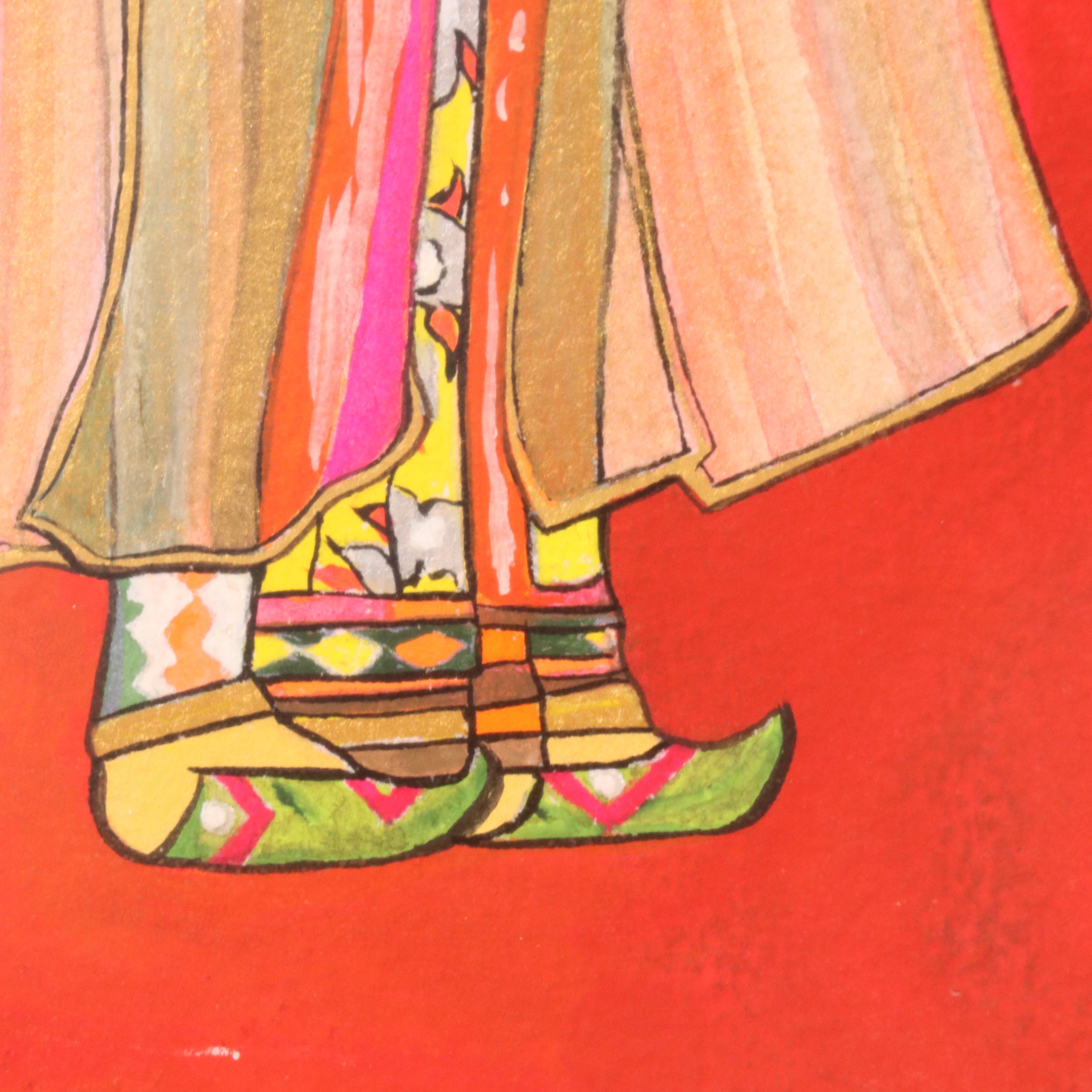 Victoria Nodiff-Netanel Watercolor Painting of Indian Woman and Horse