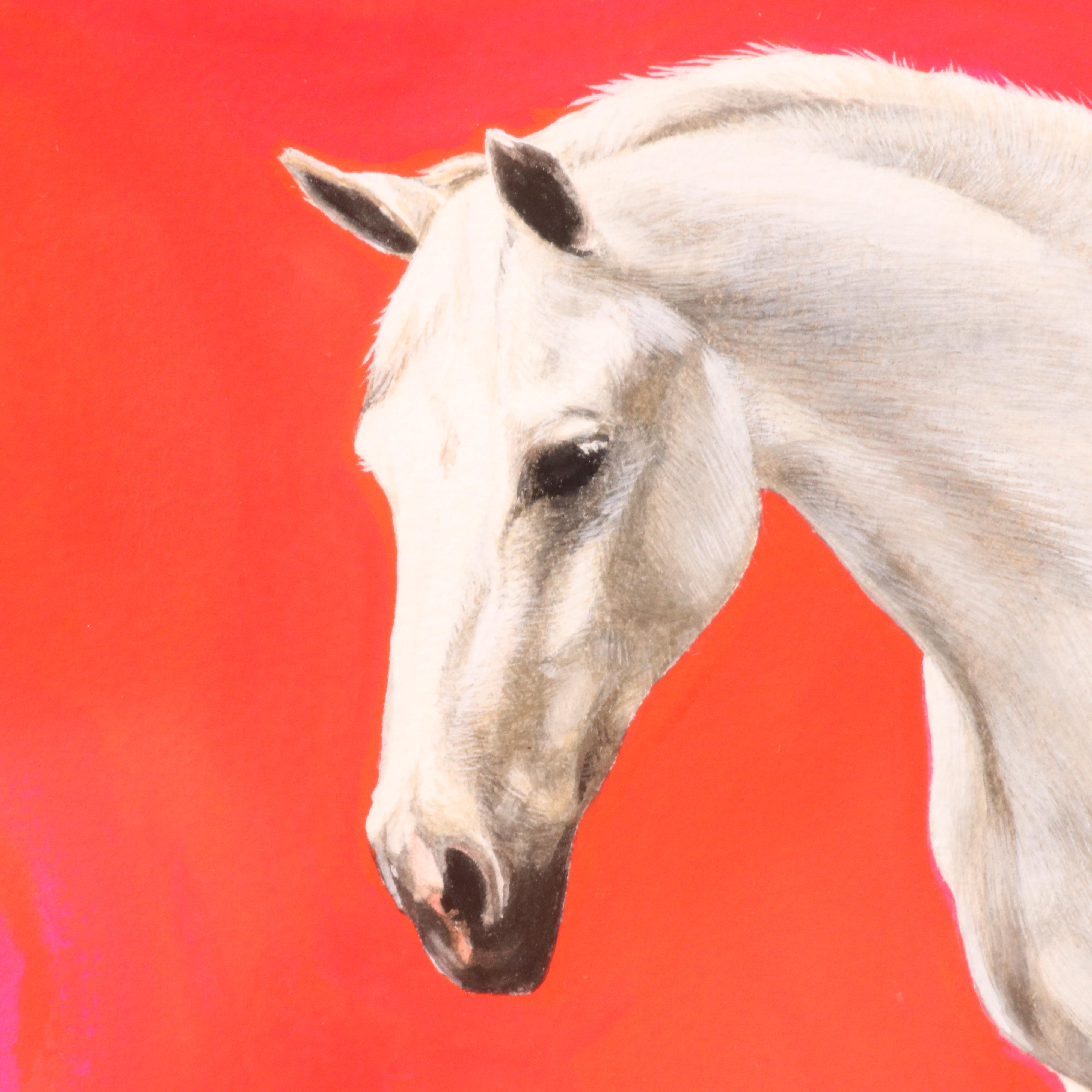 Victoria Nodiff-Netanel Watercolor Painting of Indian Woman and Horse