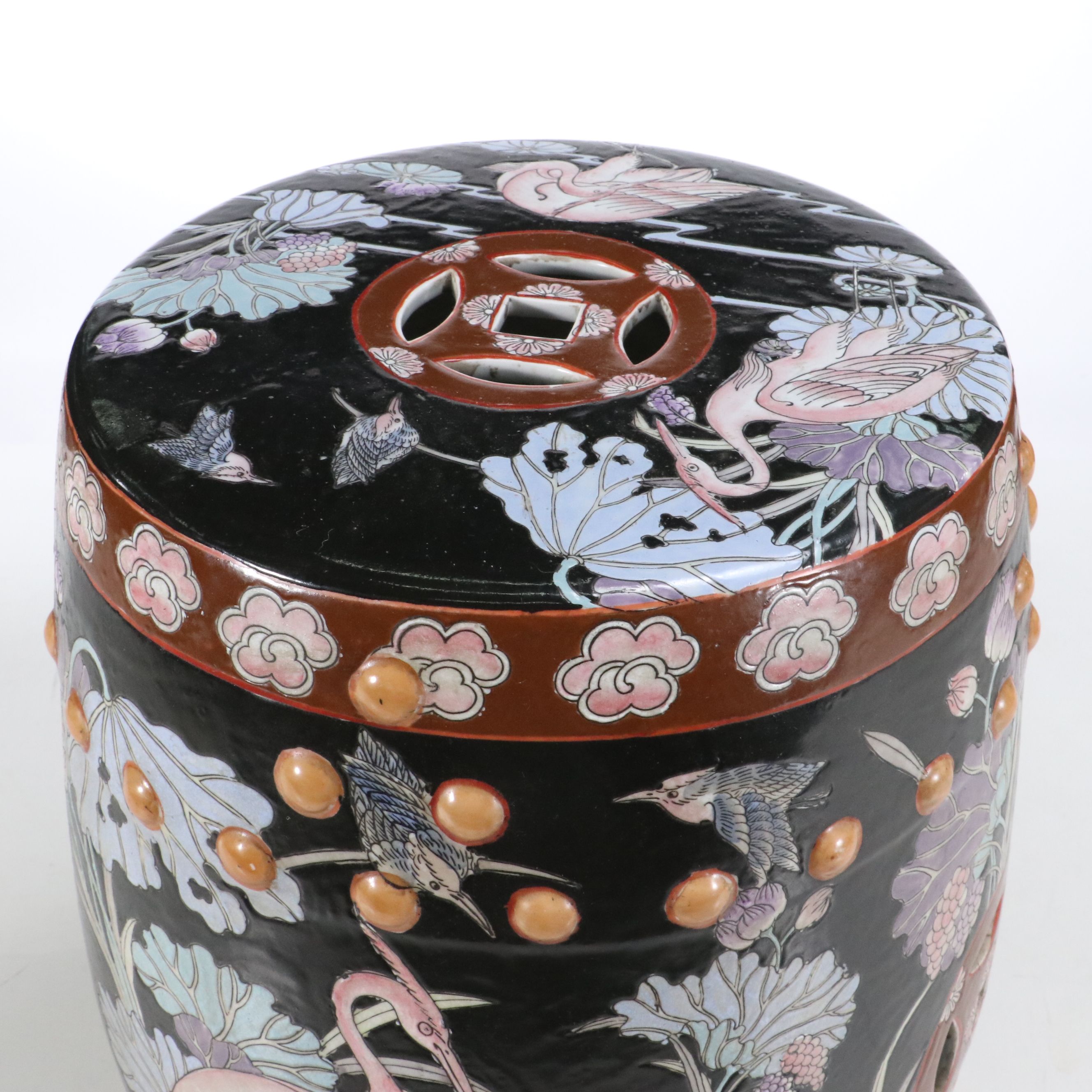 Chinese Famille Noir Ceramic Garden Seat