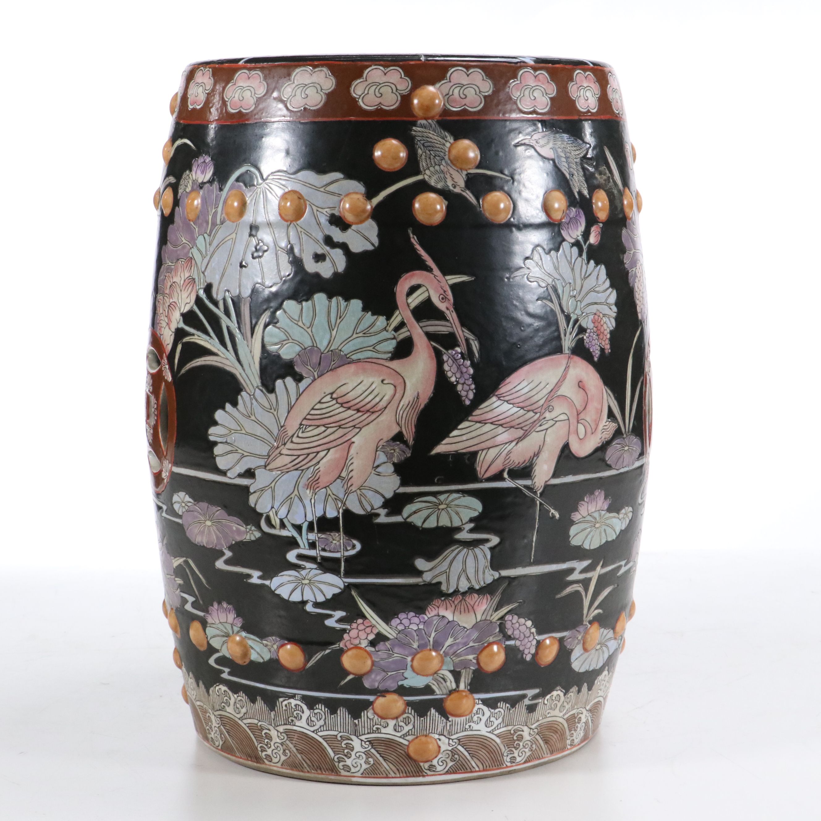 Chinese Famille Noir Ceramic Garden Seat