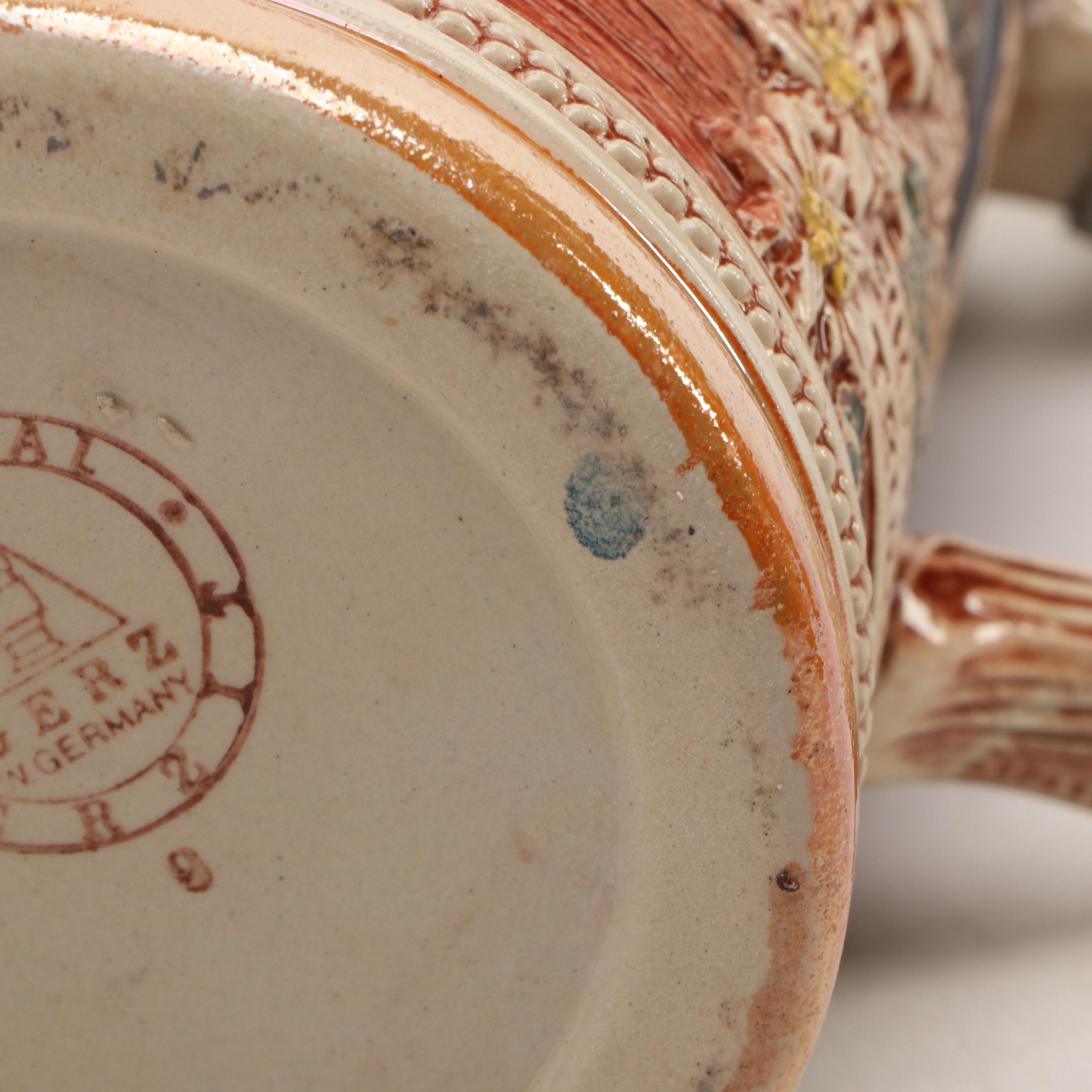 Gerz and Other German Stoneware Beer Steins, Mid to Late 20th Century