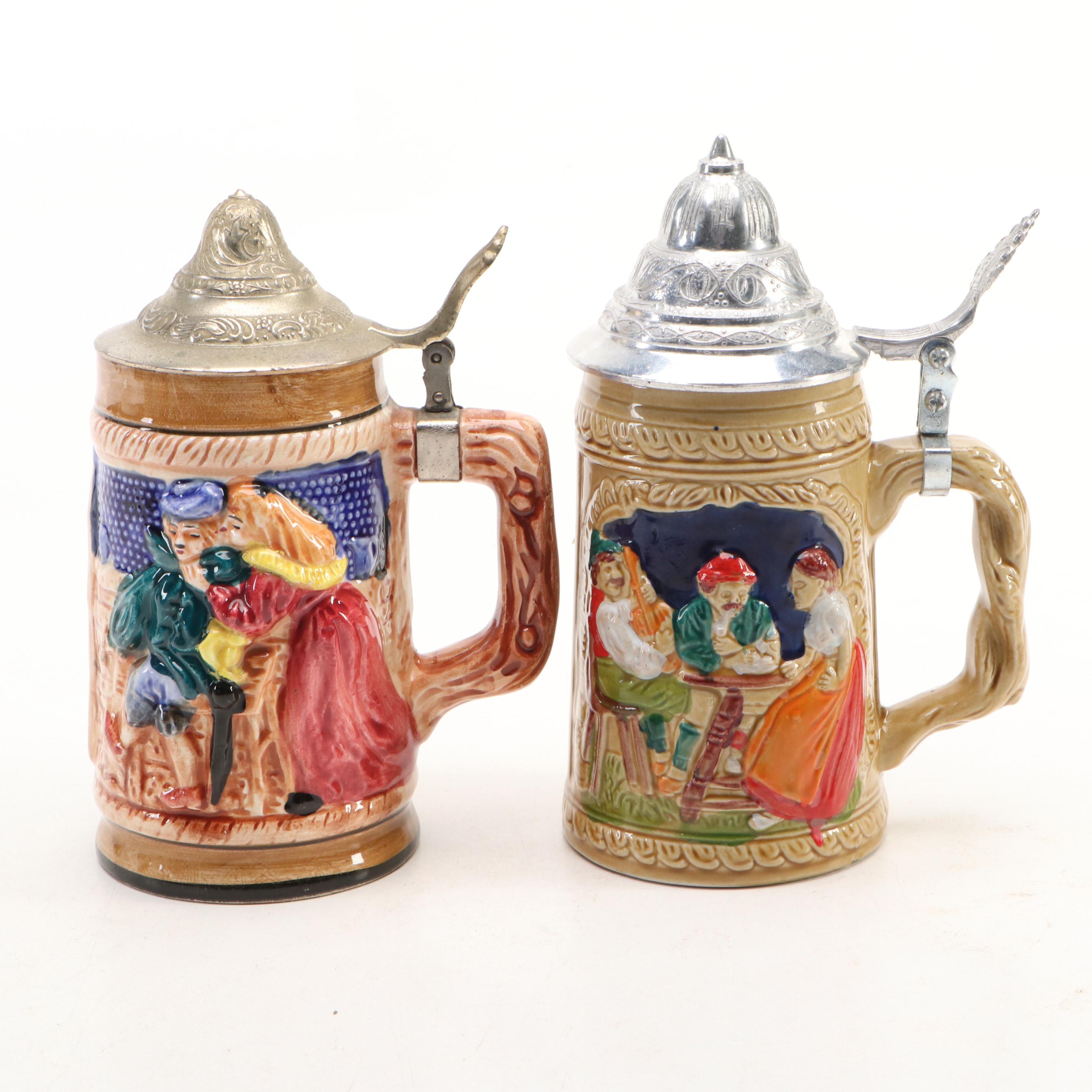 Gerz and Other German Stoneware Beer Steins, Mid to Late 20th Century