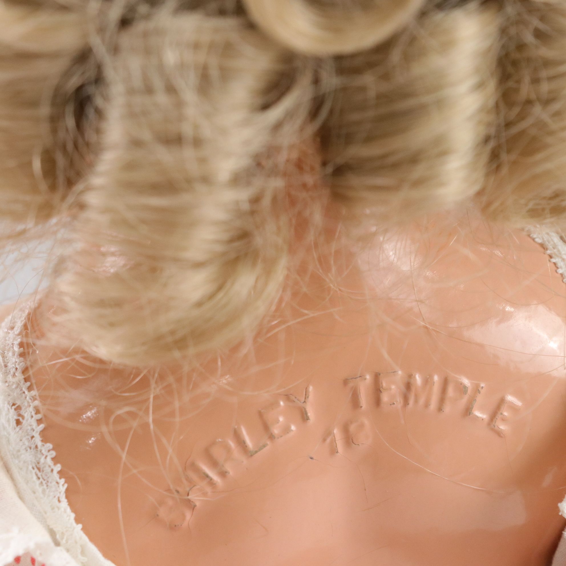 Ideal "Shirley Temple" Composite Doll with Stand, Mid-20th Century