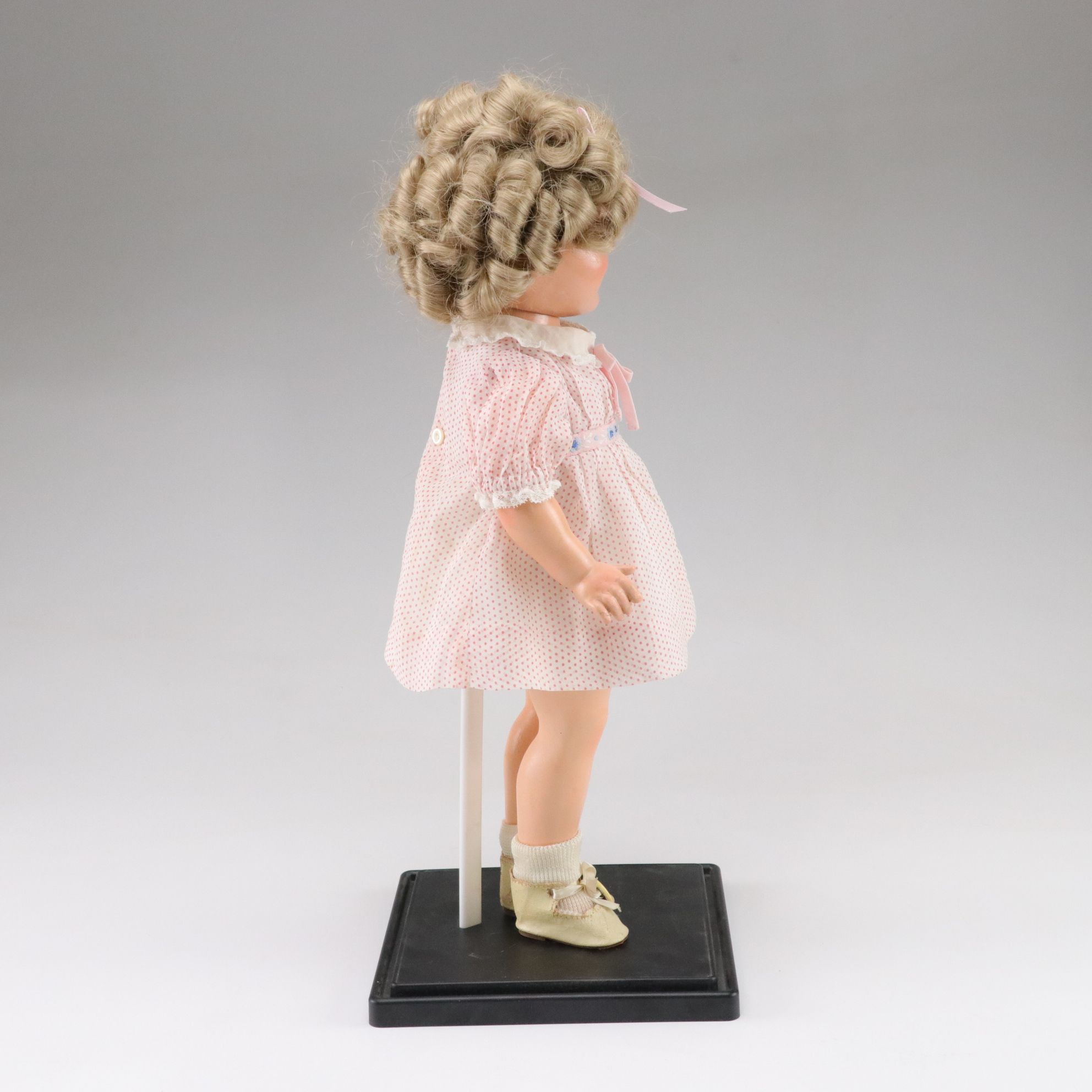 Ideal "Shirley Temple" Composite Doll with Stand, Mid-20th Century