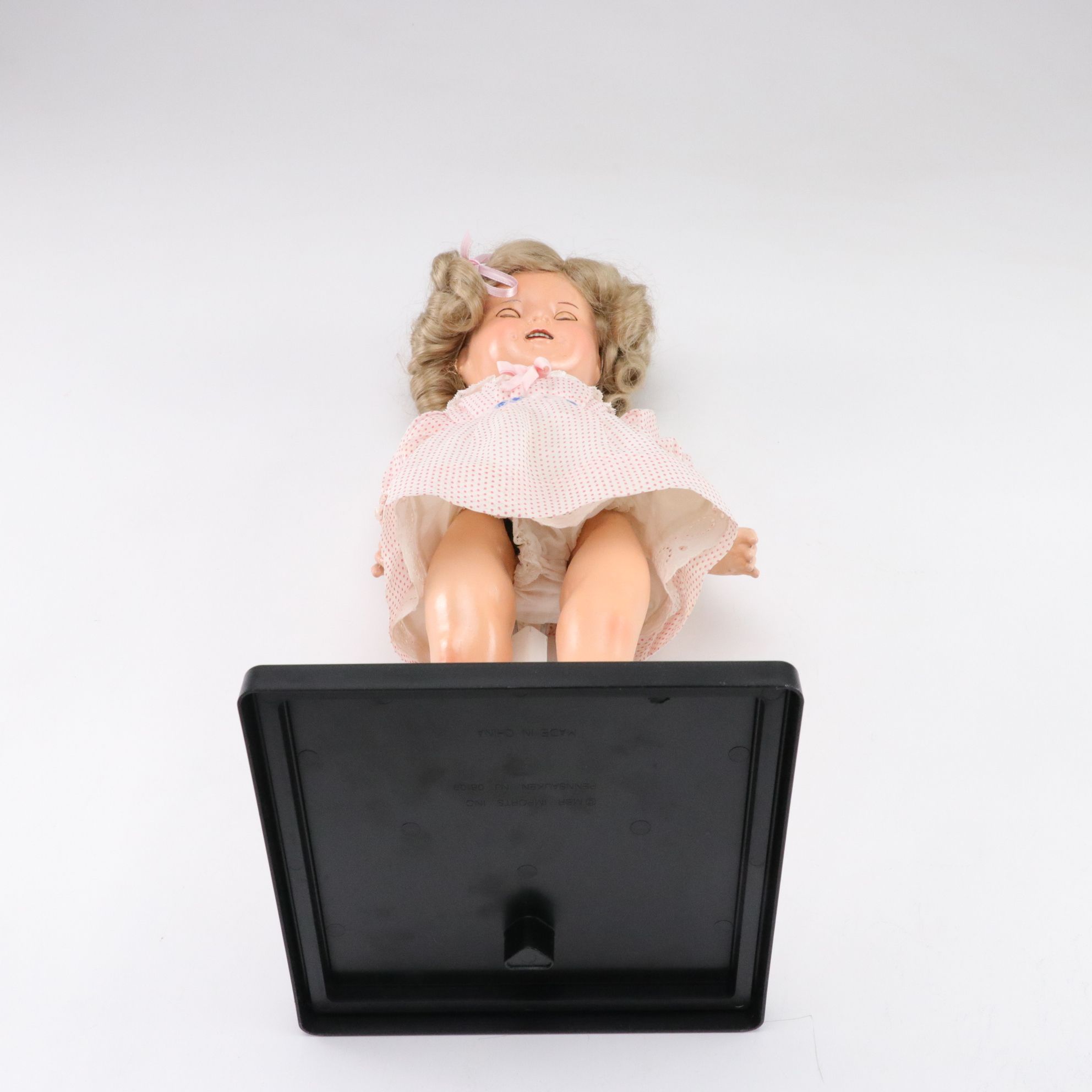 Ideal "Shirley Temple" Composite Doll with Stand, Mid-20th Century