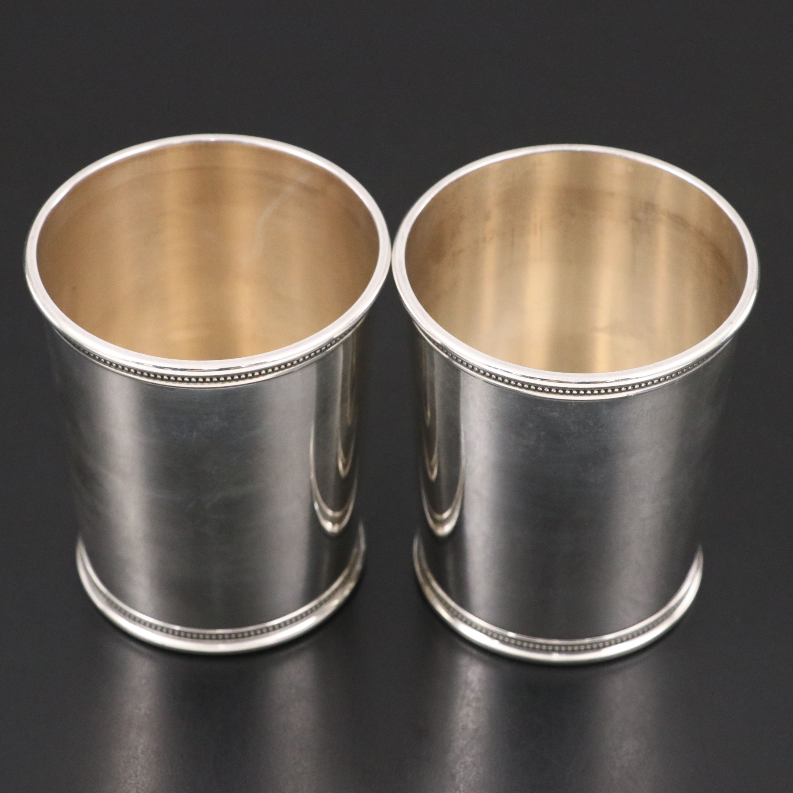 Pair of Mark J. Scearce Lyndon B. Johnson Sterling Silver Julep Cups, 1966
