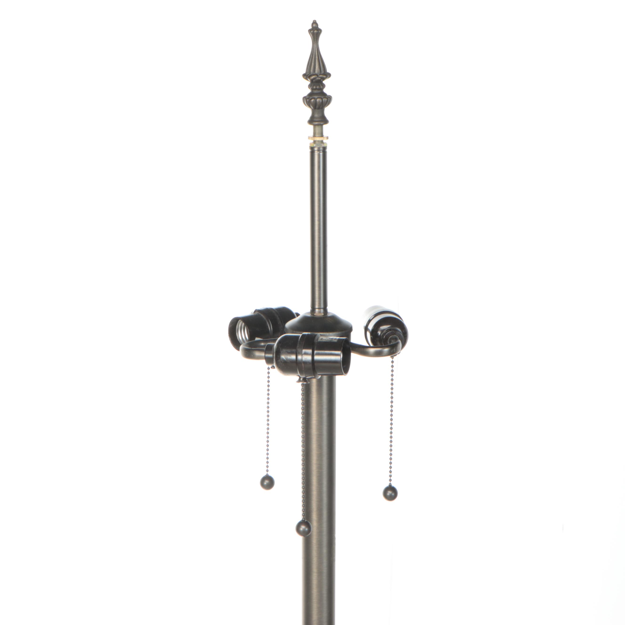 Art Nouveau Style Dragonflies Slag Glass and Pewter Finish Floor Lamp