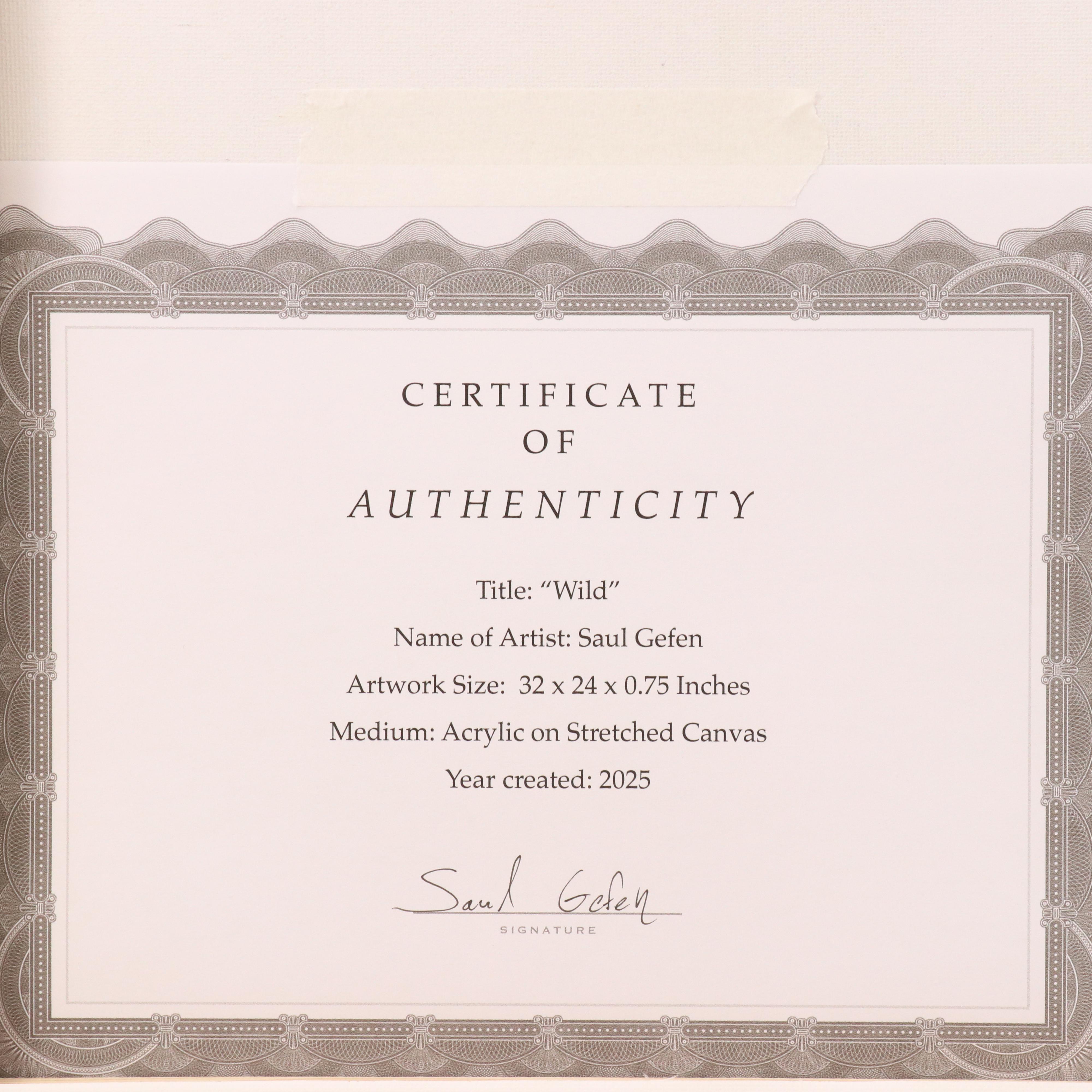 Saul Gefen Stylized Abstract Acrylic Painting "Wild," 2025