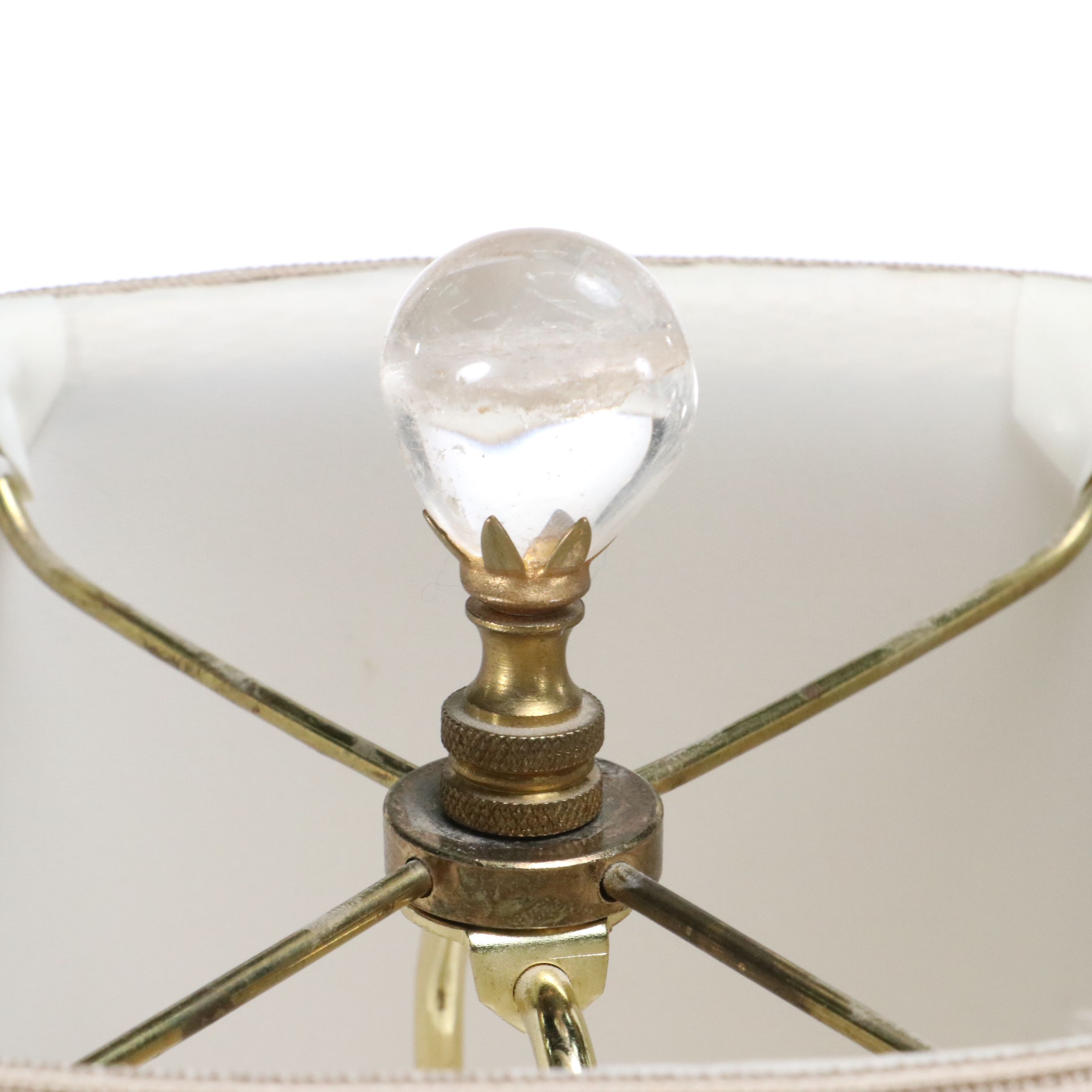 Pair of Continental Style Baluster Form Console Lamps & Silk Cut Corner Shades