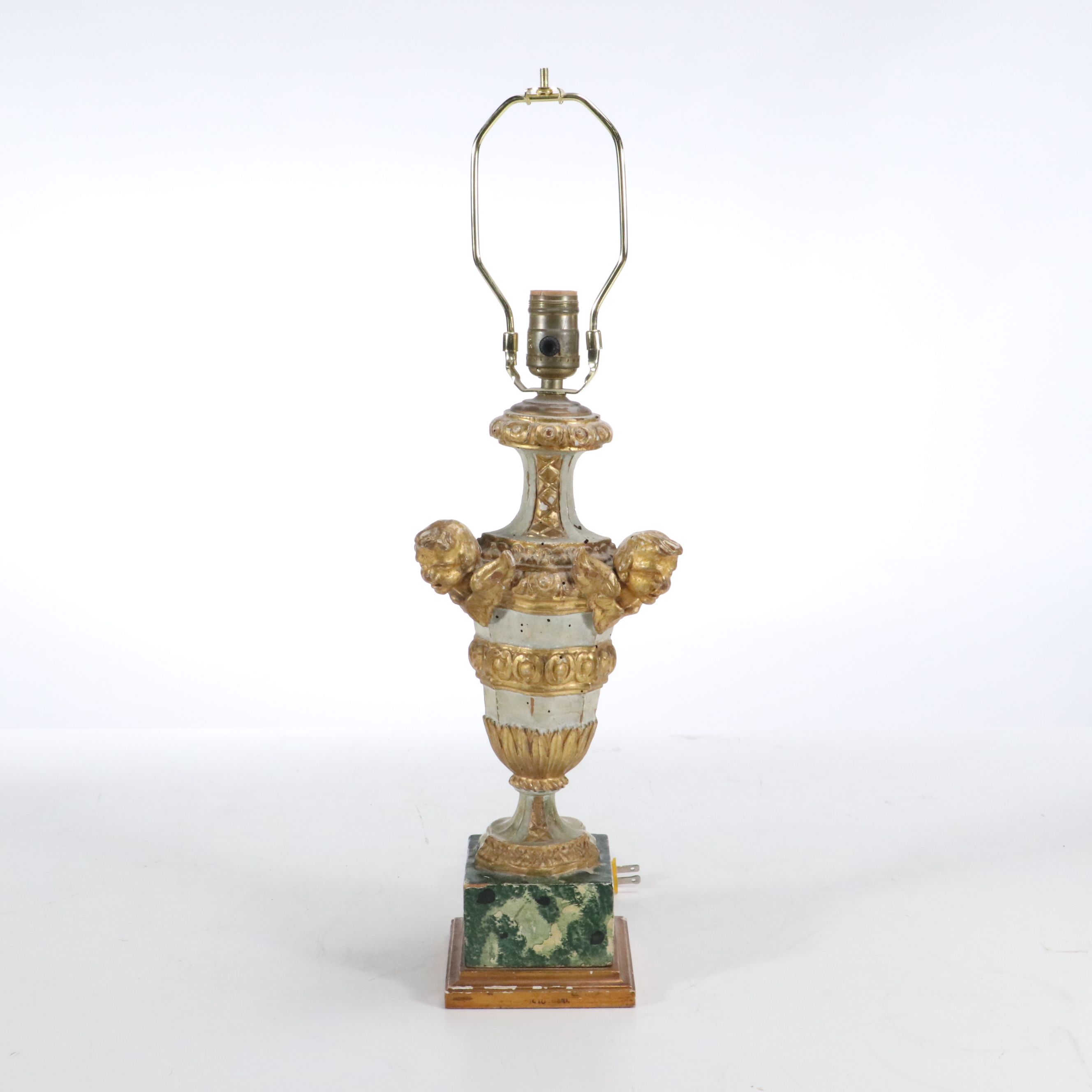 Pair of Continental Style Baluster Form Console Lamps & Silk Cut Corner Shades