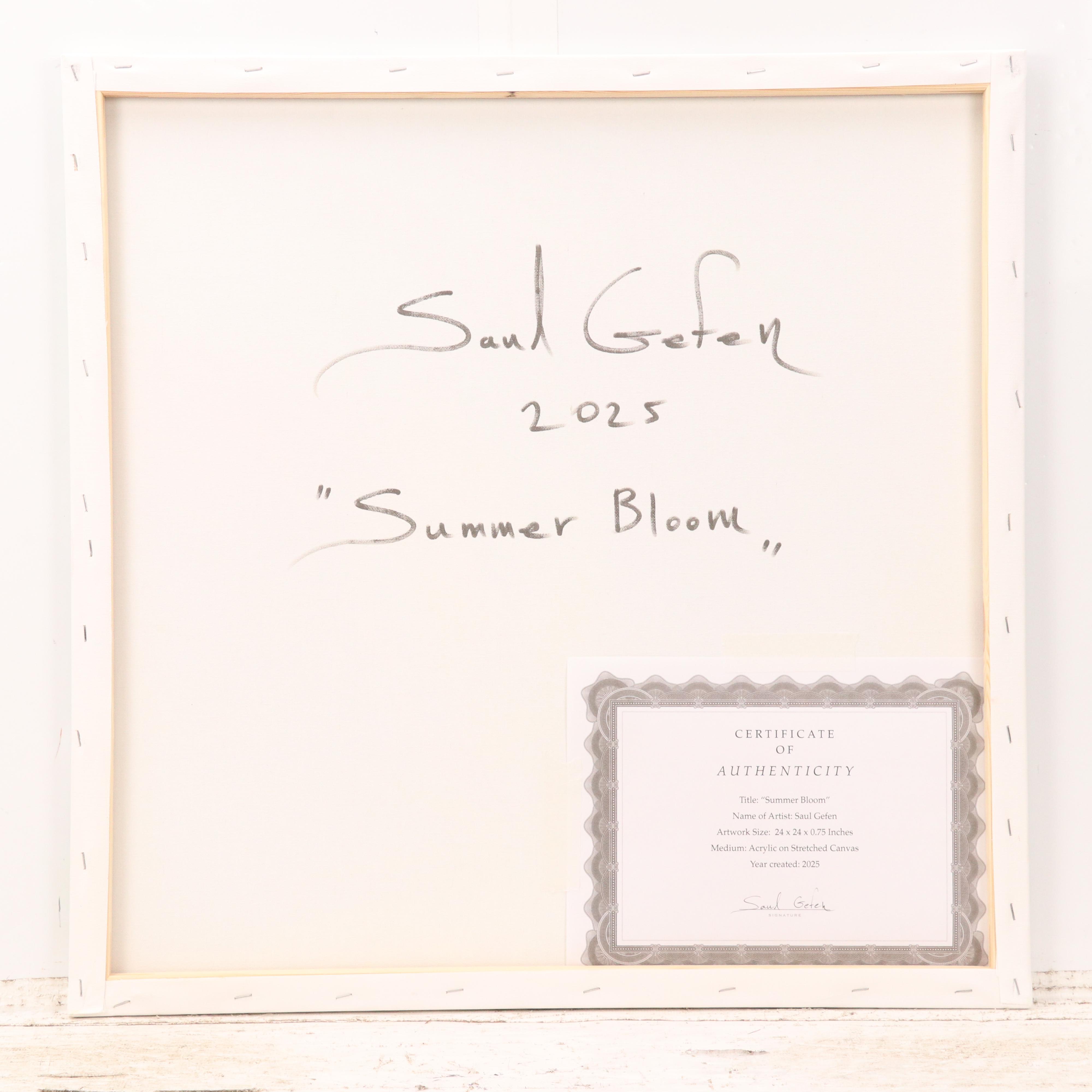 Saul Gefen Stylized Abstract Acrylic Painting "Summer Bloom," 2025