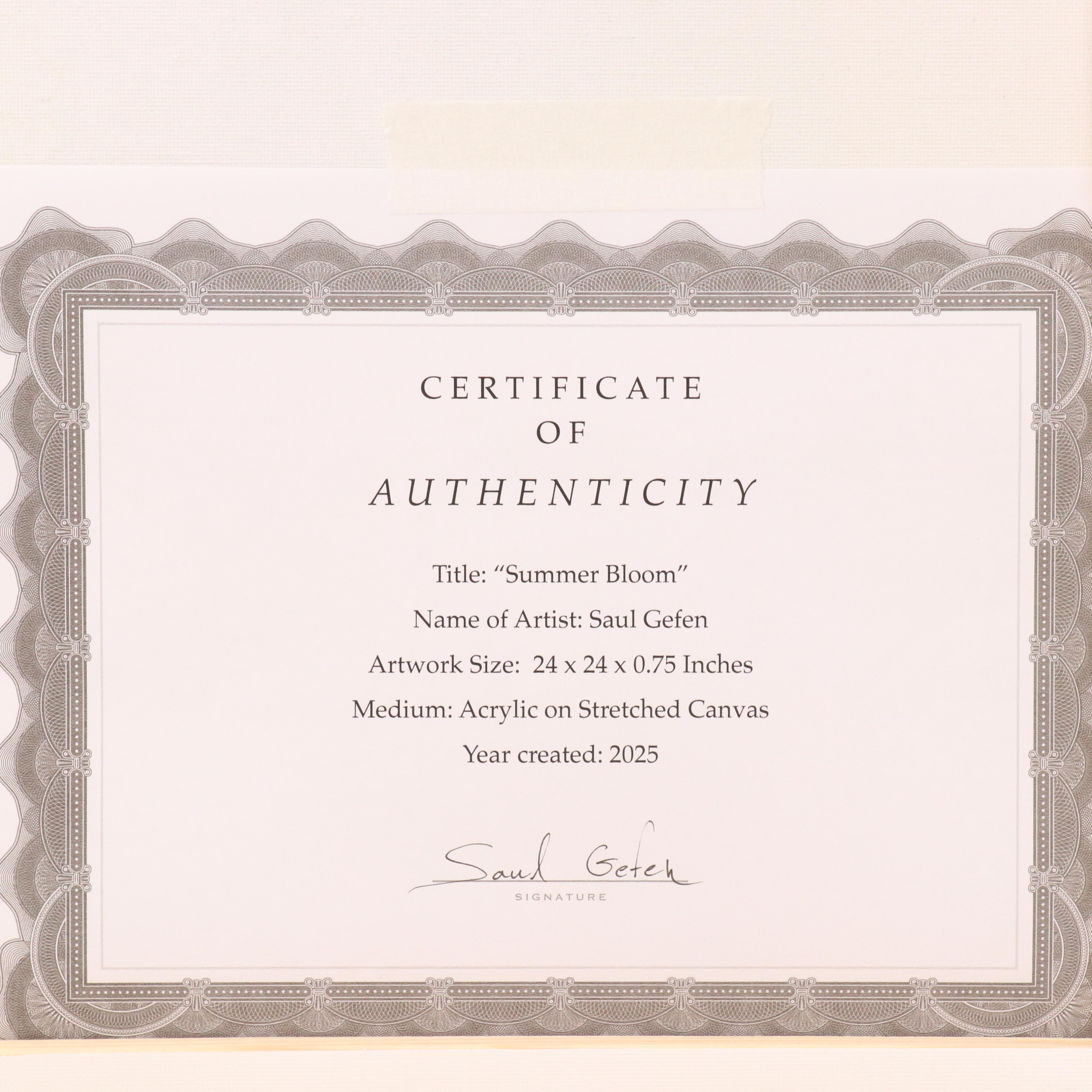 Saul Gefen Stylized Abstract Acrylic Painting "Summer Bloom," 2025