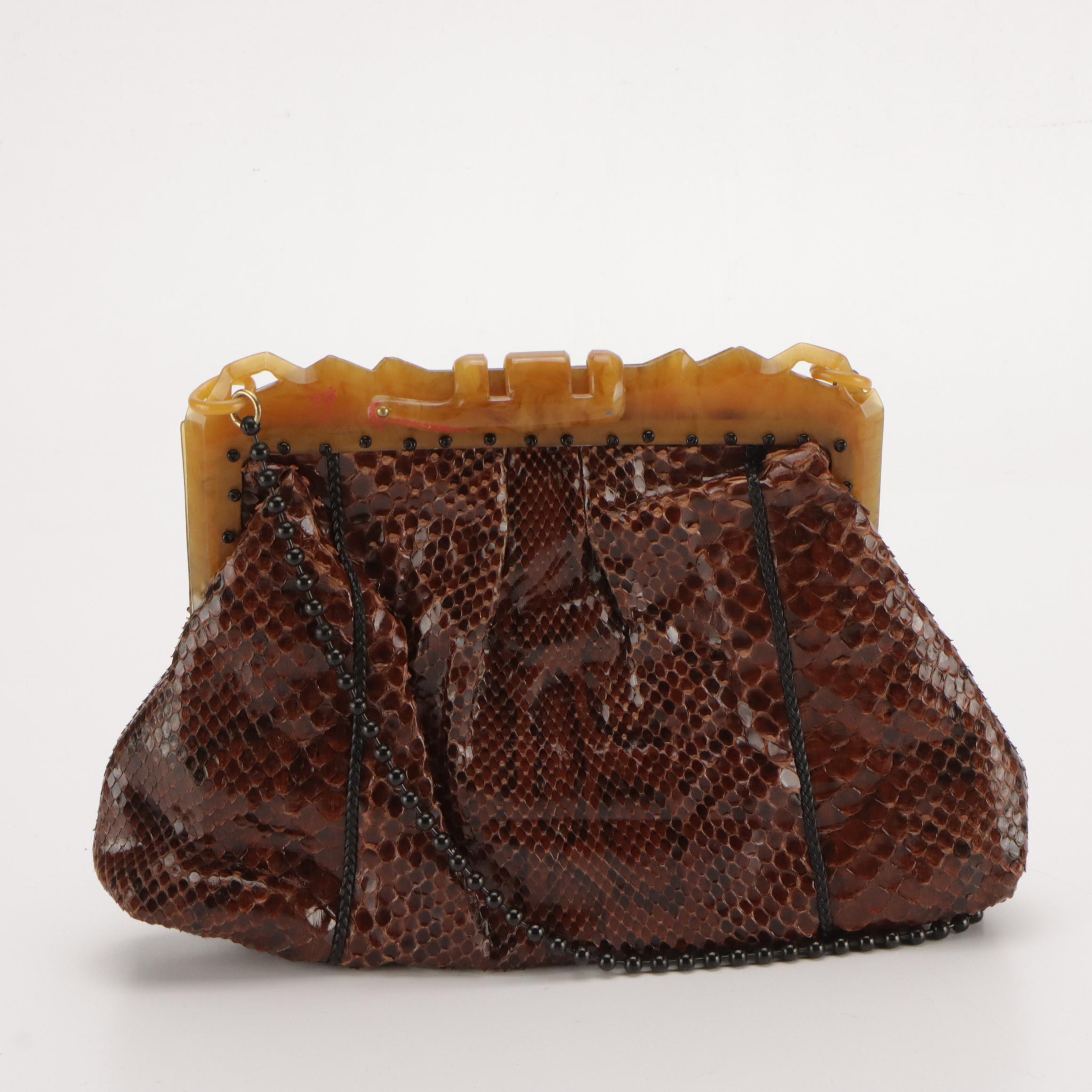 Carrie Forbes Crochet Woven Shoulder Bag, Other Snakeskin Evening Bag & Clutch