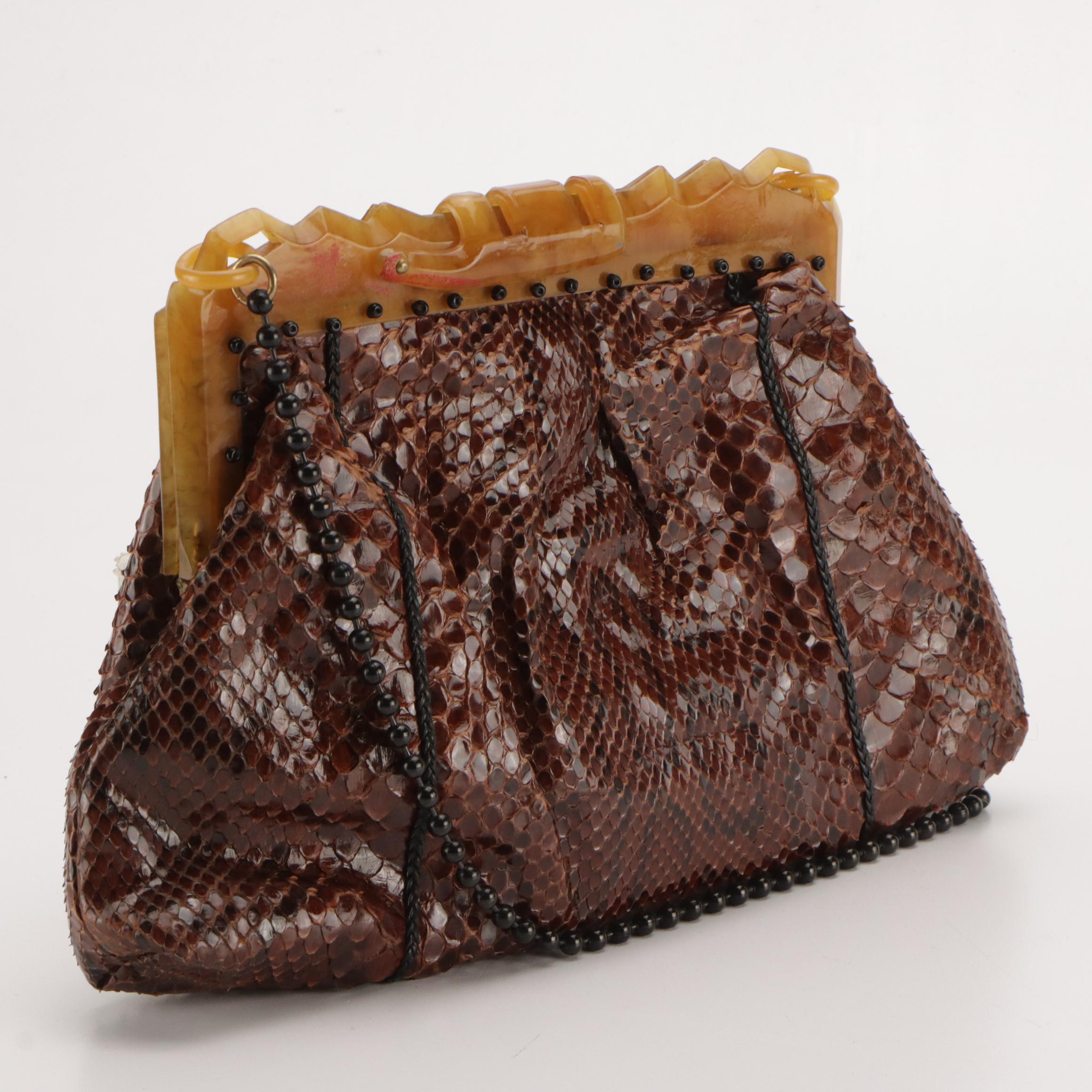 Carrie Forbes Crochet Woven Shoulder Bag, Other Snakeskin Evening Bag & Clutch