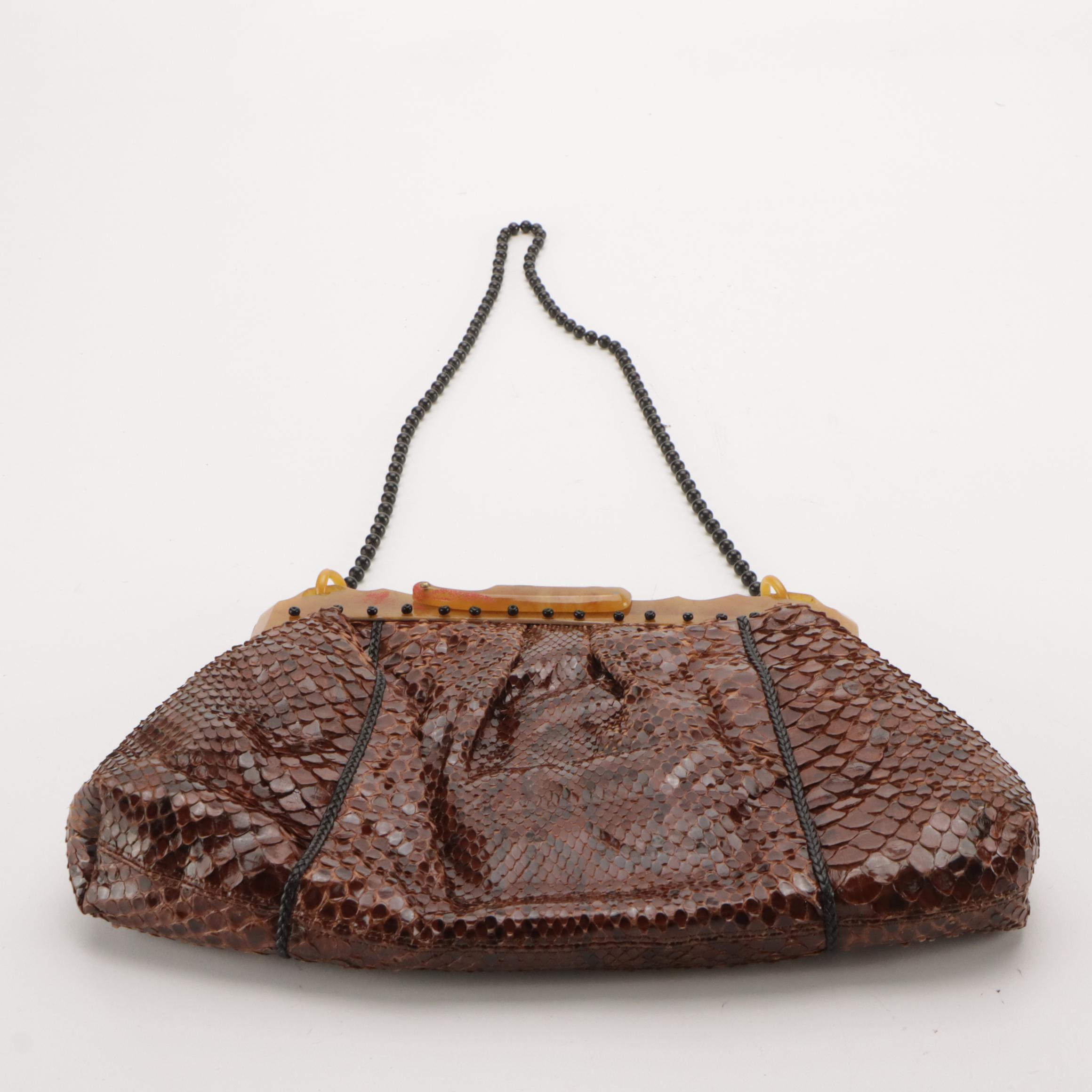 Carrie Forbes Crochet Woven Shoulder Bag, Other Snakeskin Evening Bag & Clutch