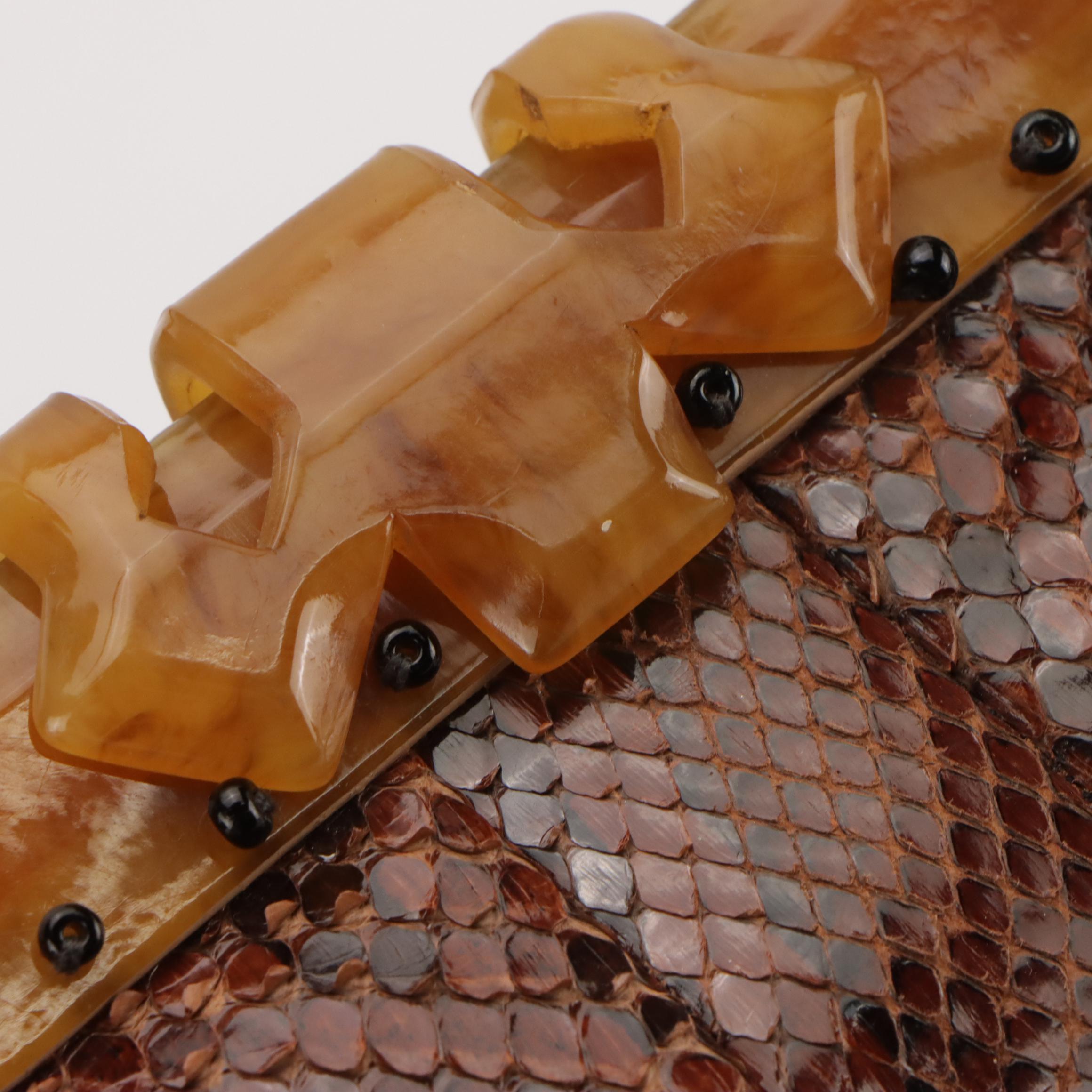 Carrie Forbes Crochet Woven Shoulder Bag, Other Snakeskin Evening Bag & Clutch