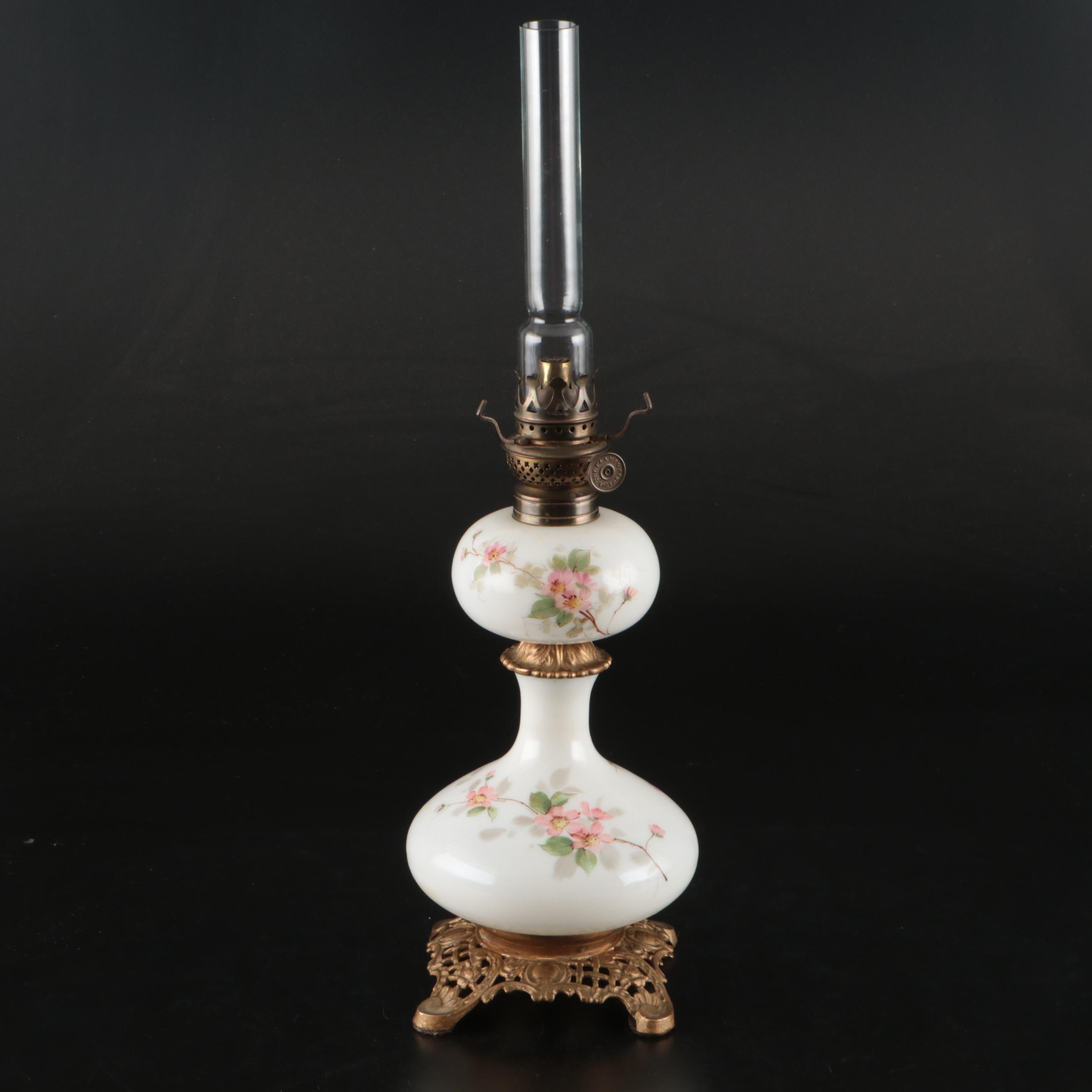 Bradley & Hubbard Glass Oil Lamp with P&A "Victor" Burner, Antique
