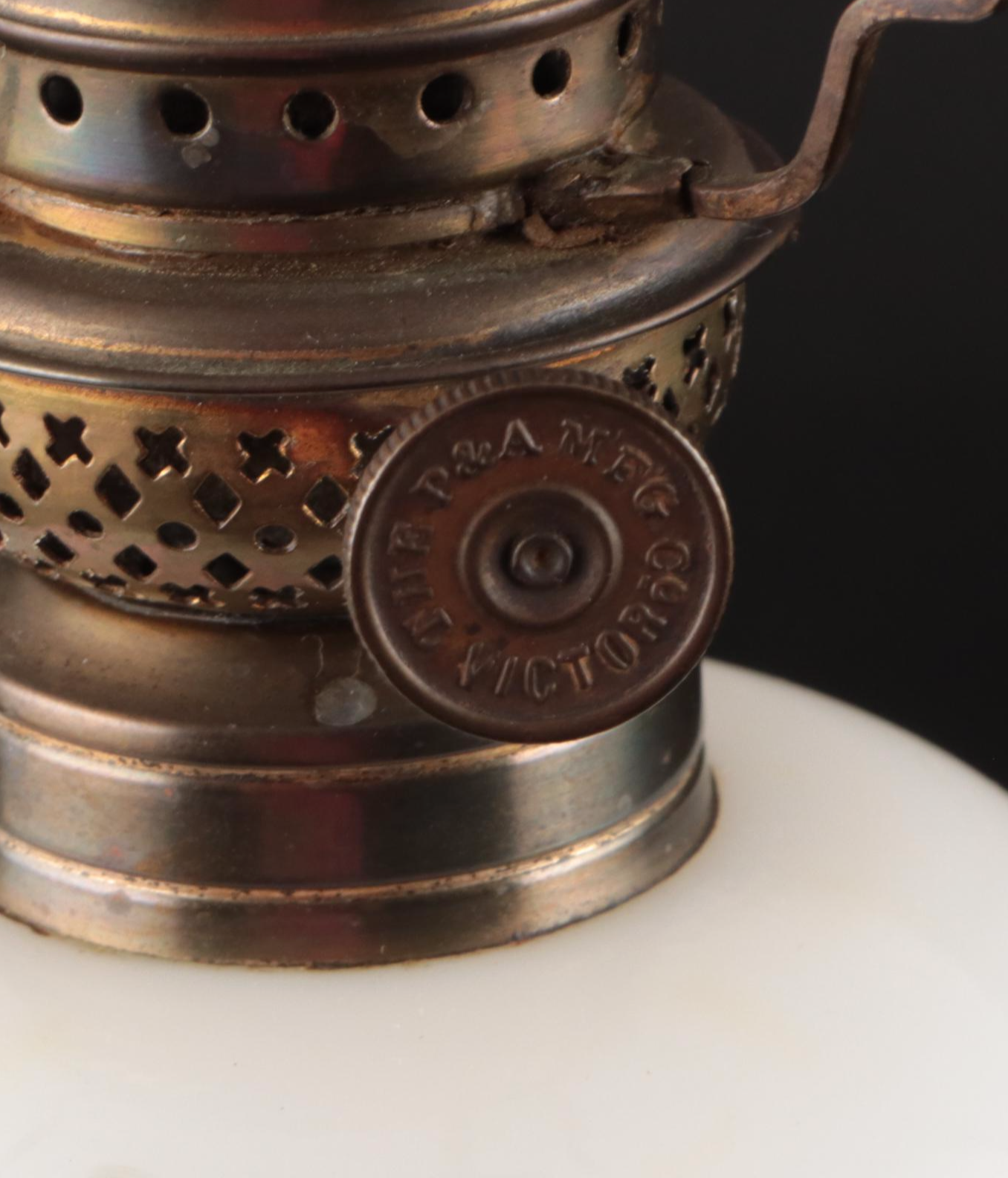 Bradley & Hubbard Glass Oil Lamp with P&A "Victor" Burner, Antique