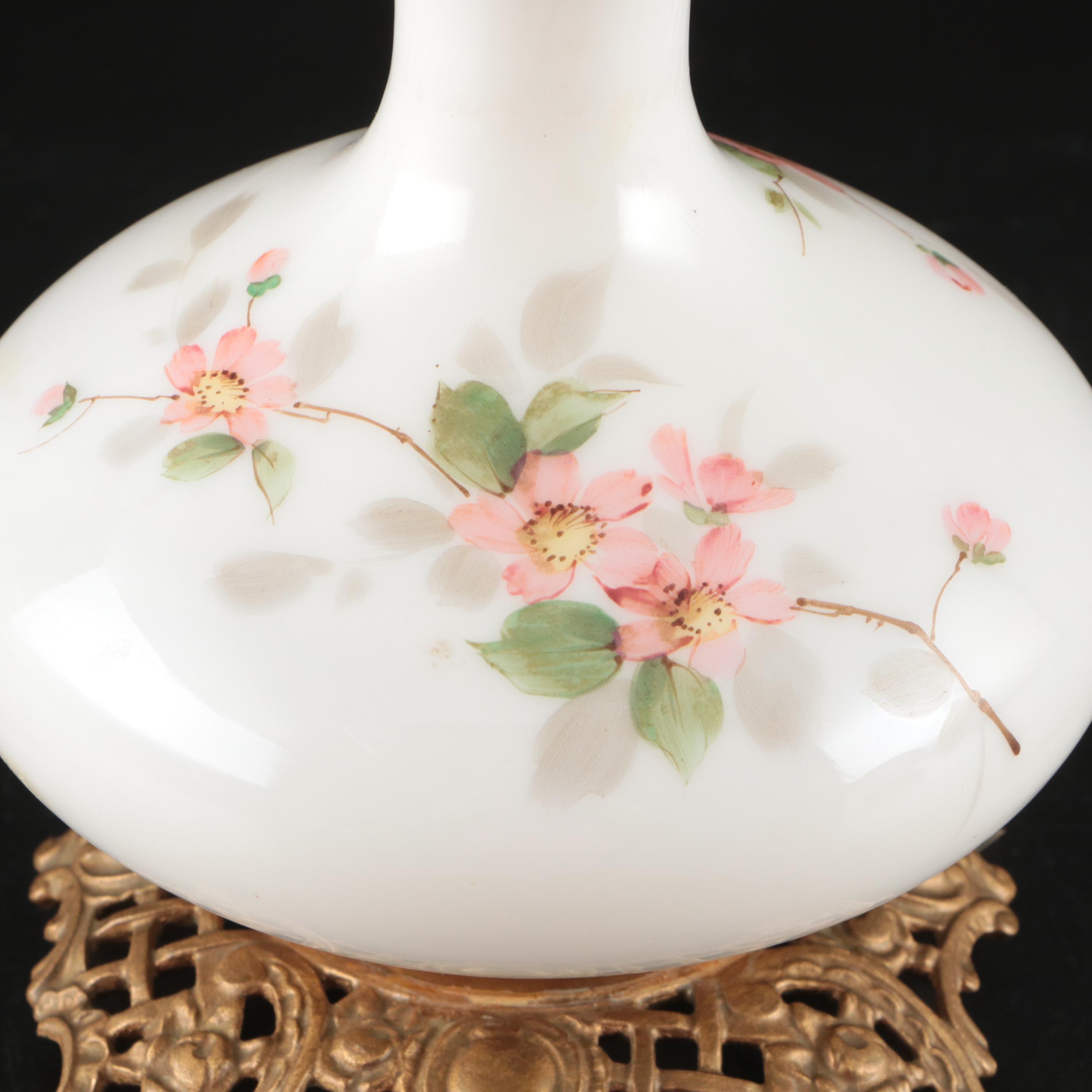 Bradley & Hubbard Glass Oil Lamp with P&A "Victor" Burner, Antique