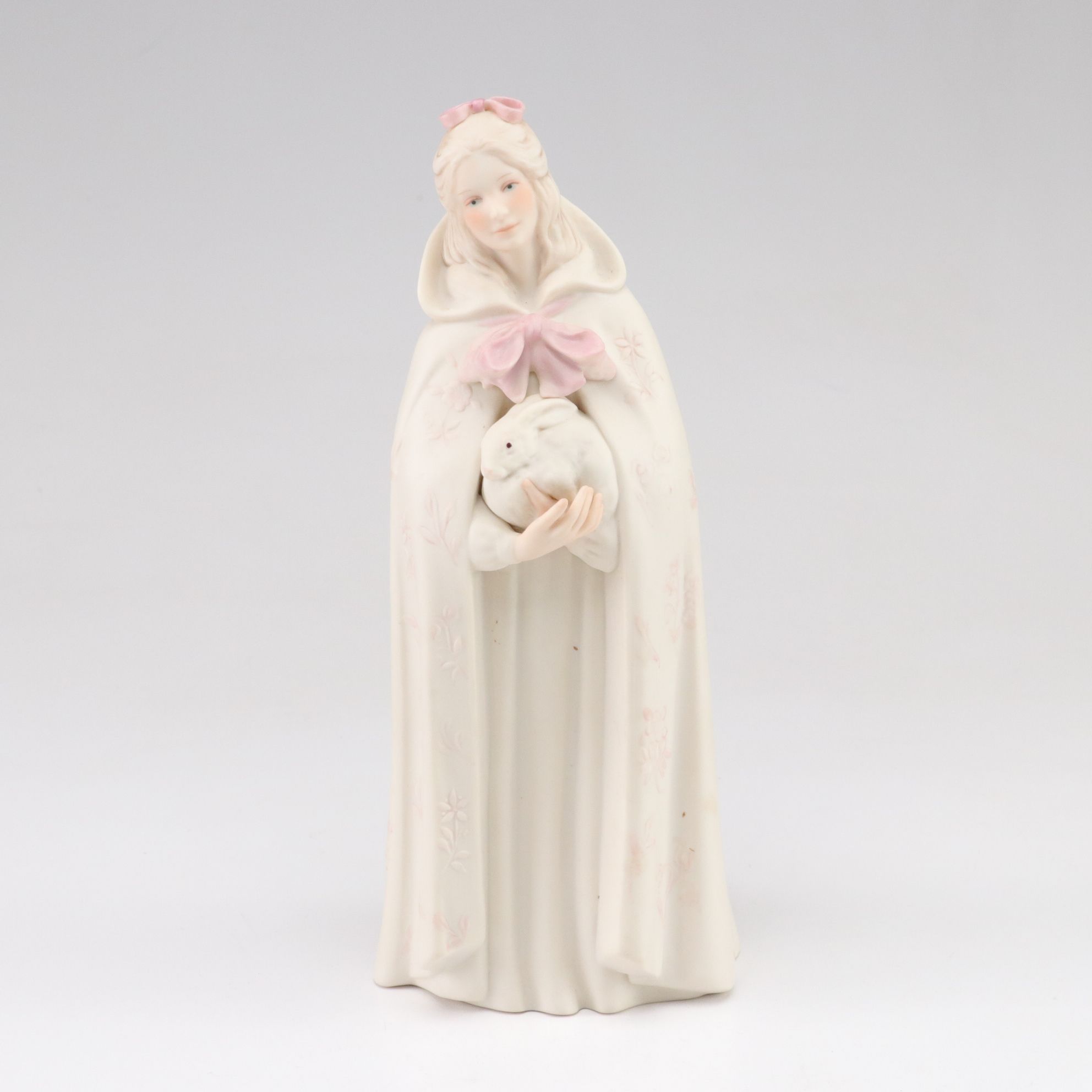 Cybis "Melissa" with Rabbits "Cotton, Fluff and Snow" Porcelain Figurines