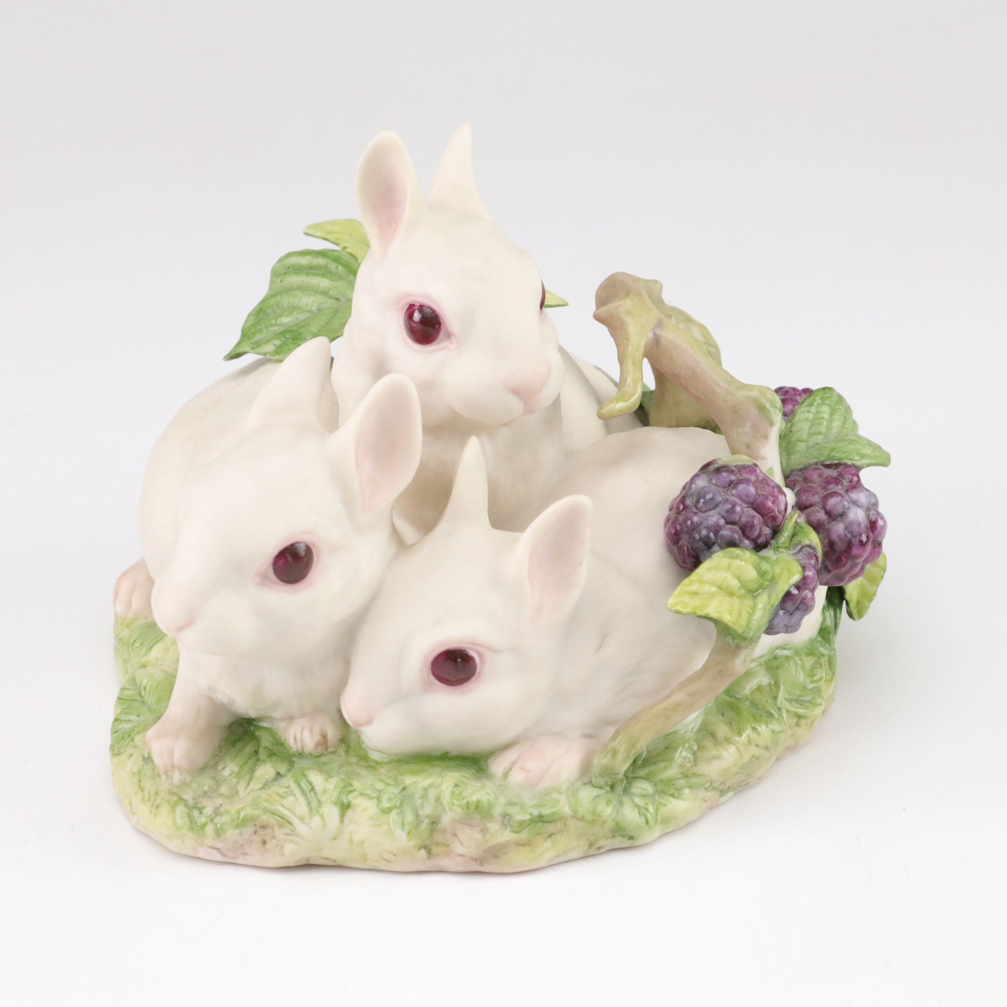 Cybis "Melissa" with Rabbits "Cotton, Fluff and Snow" Porcelain Figurines