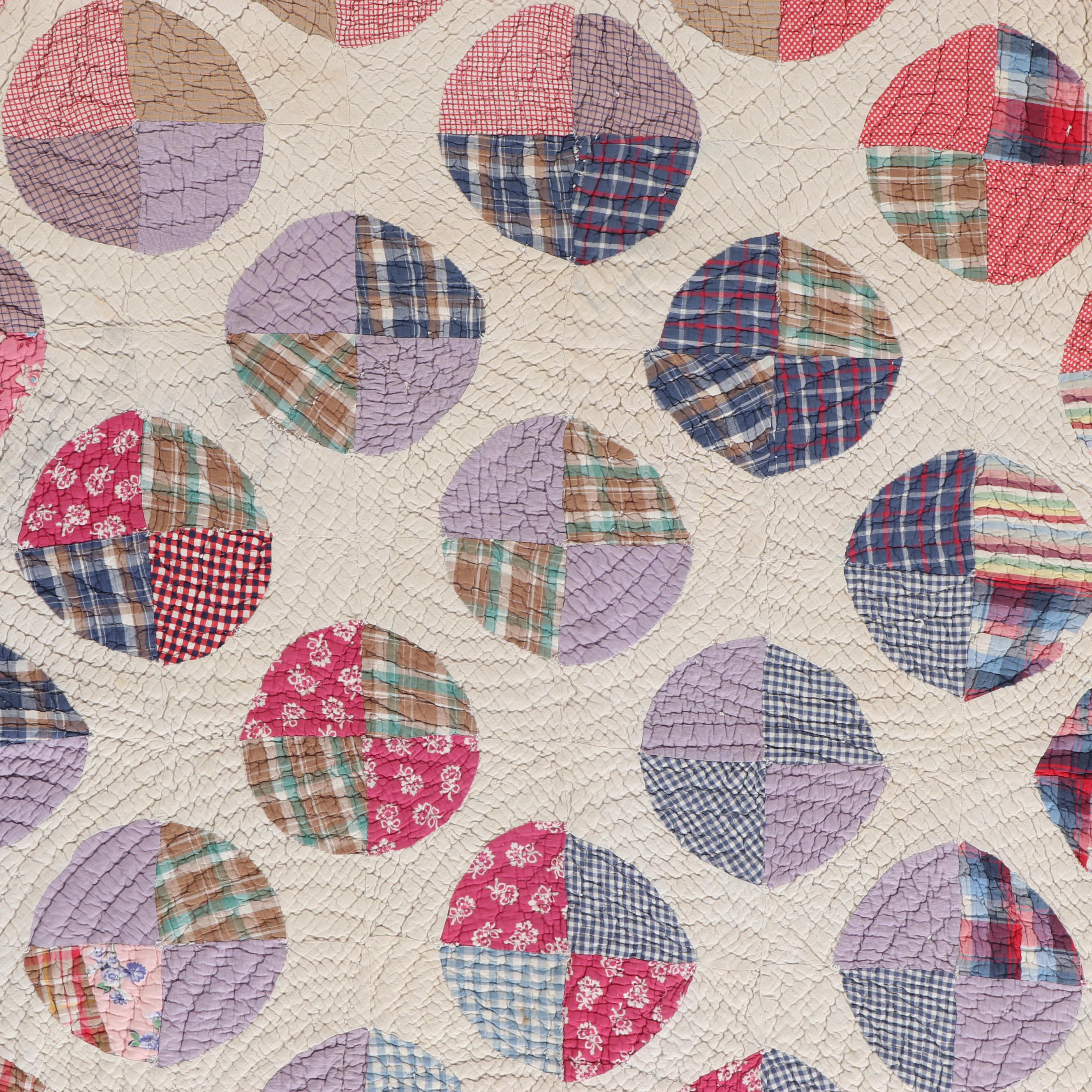 Handmade "Quarter Circle" Block Quilt