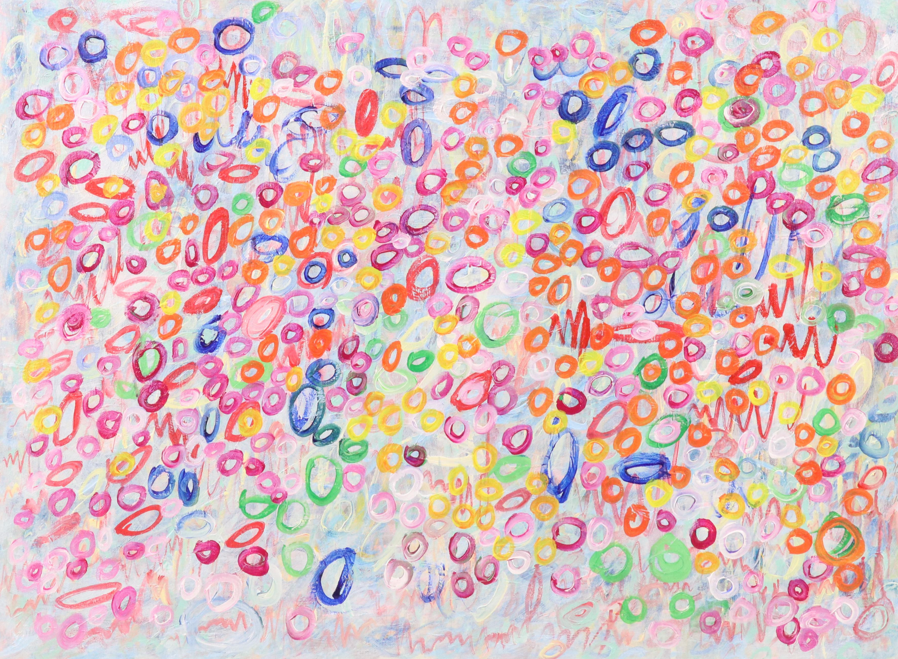 Saul Gefen Stylized Abstract Acrylic Painting "Summer Rhapsody," 2025