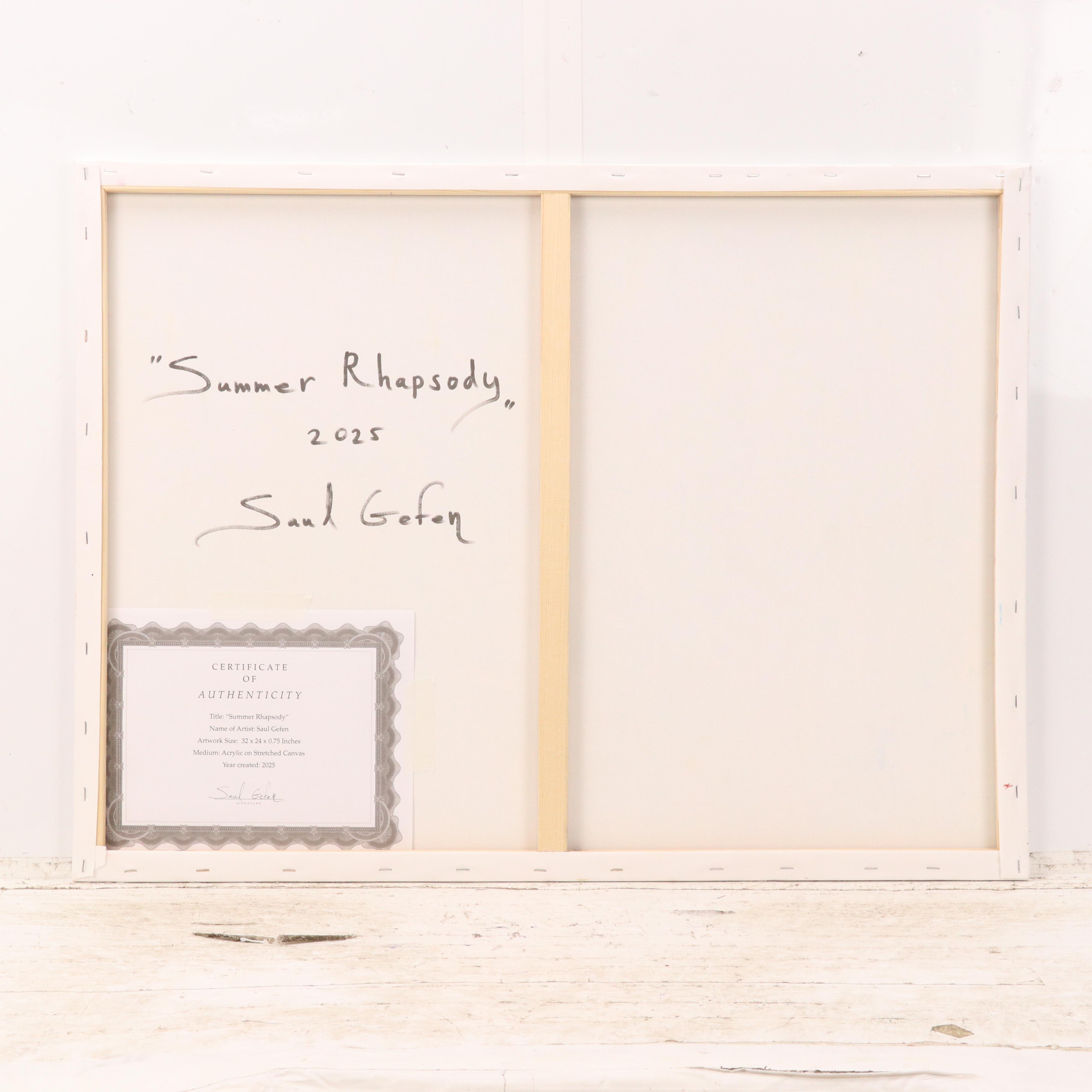 Saul Gefen Stylized Abstract Acrylic Painting "Summer Rhapsody," 2025