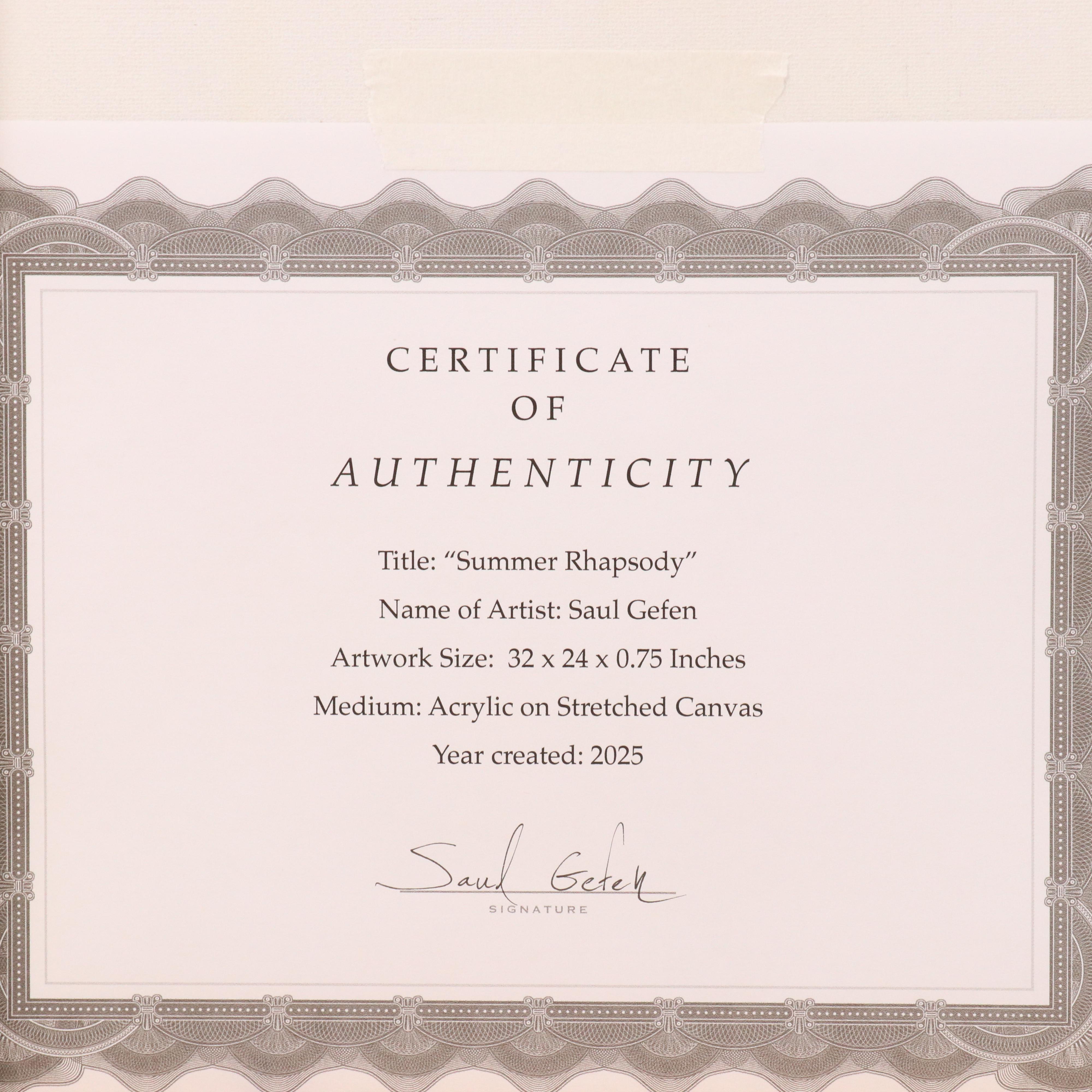 Saul Gefen Stylized Abstract Acrylic Painting "Summer Rhapsody," 2025