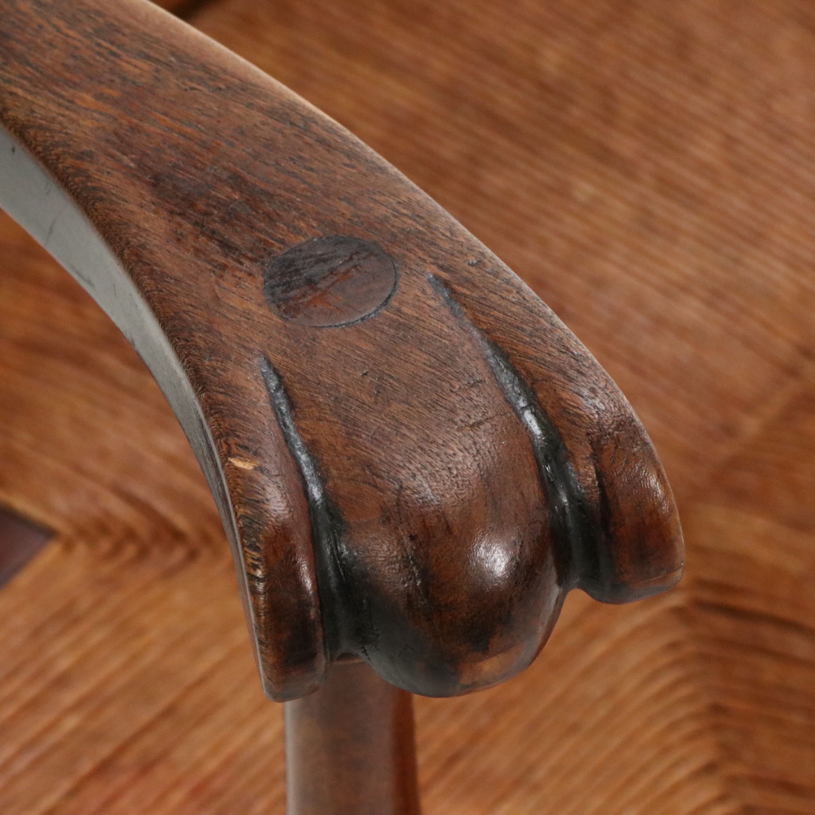 Sack-Back Windsor Armchair with Rush Seat, Mid to Late 20th Century