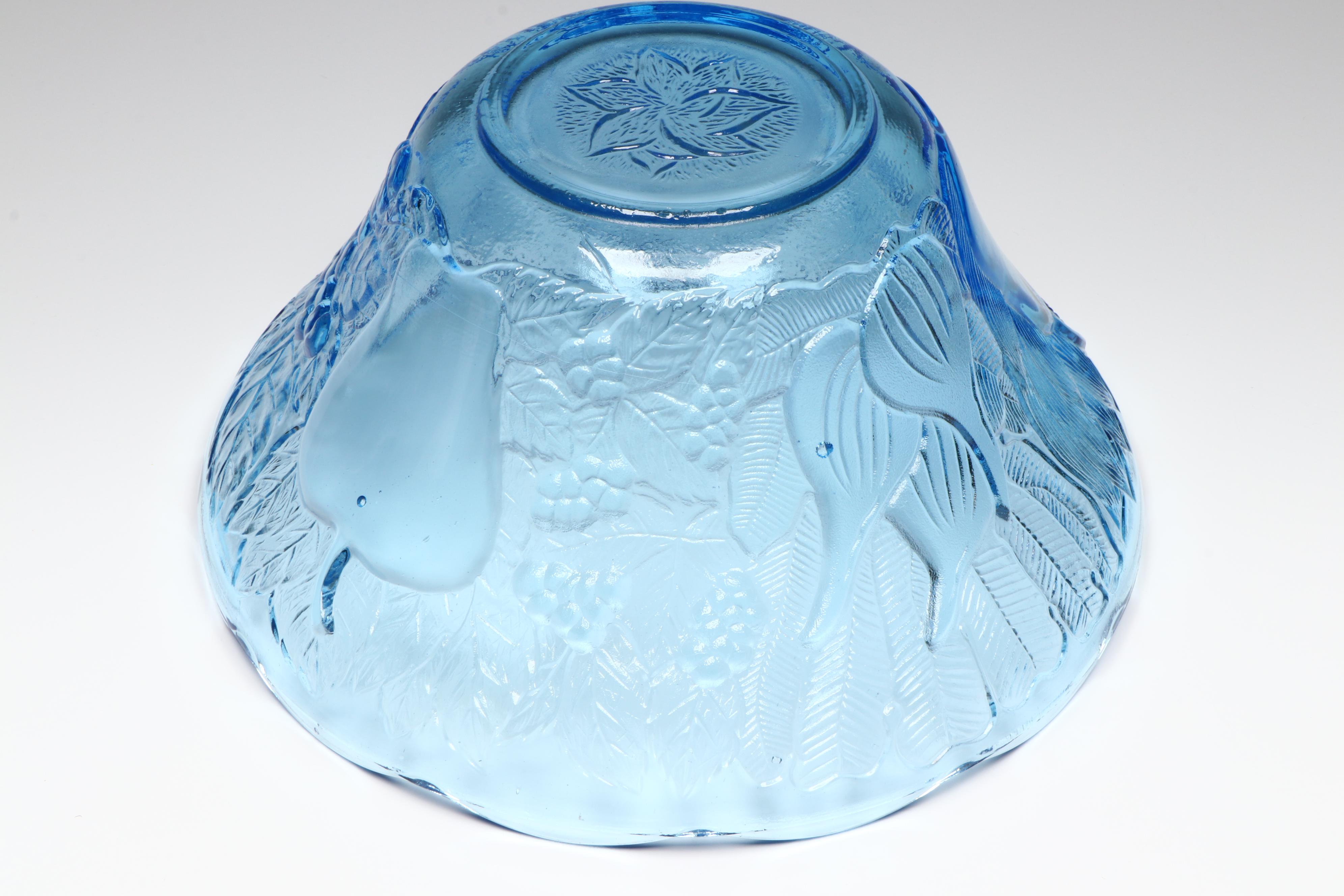 Blue Glass Punch Bowl and Cups