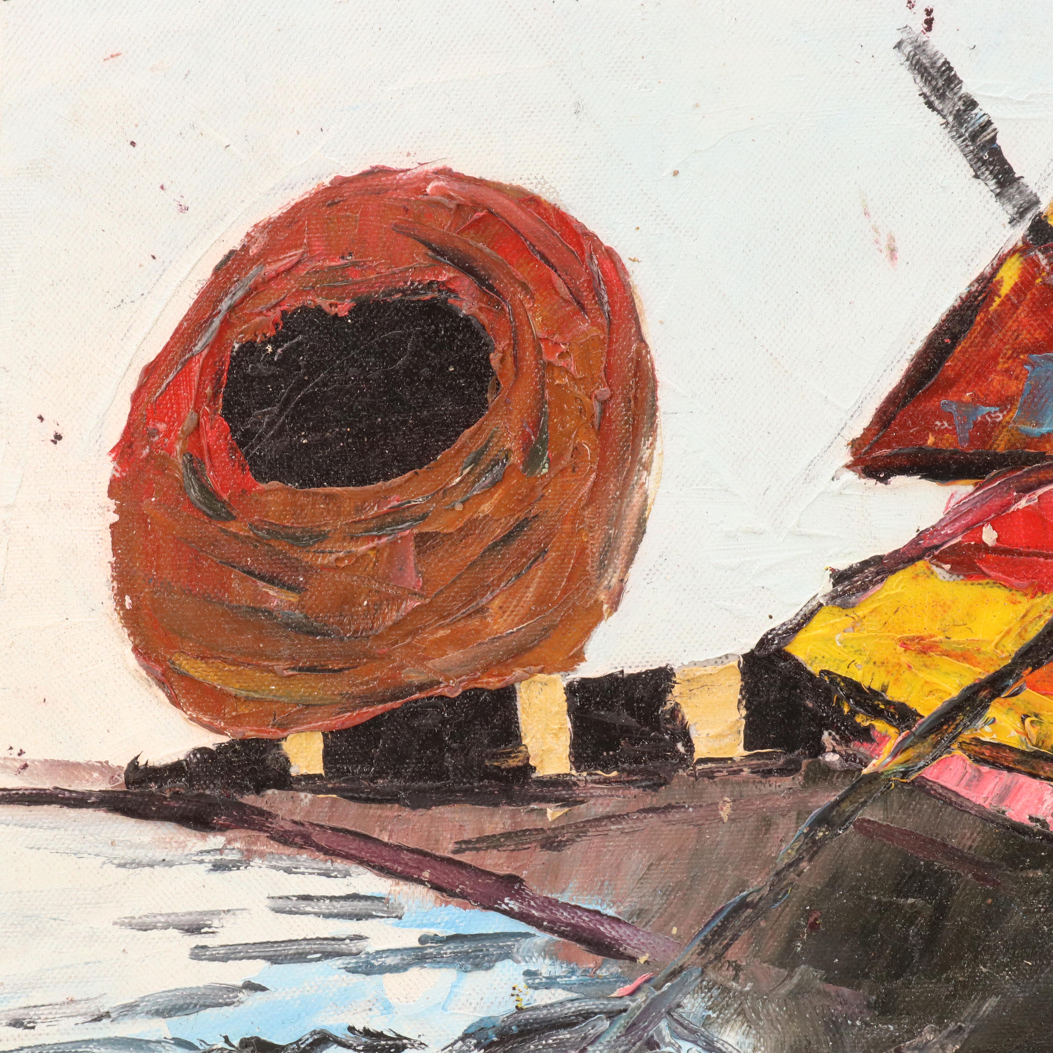 Bayo Ogundele Stylized Figural Oil Painting "Voyagers," 2024