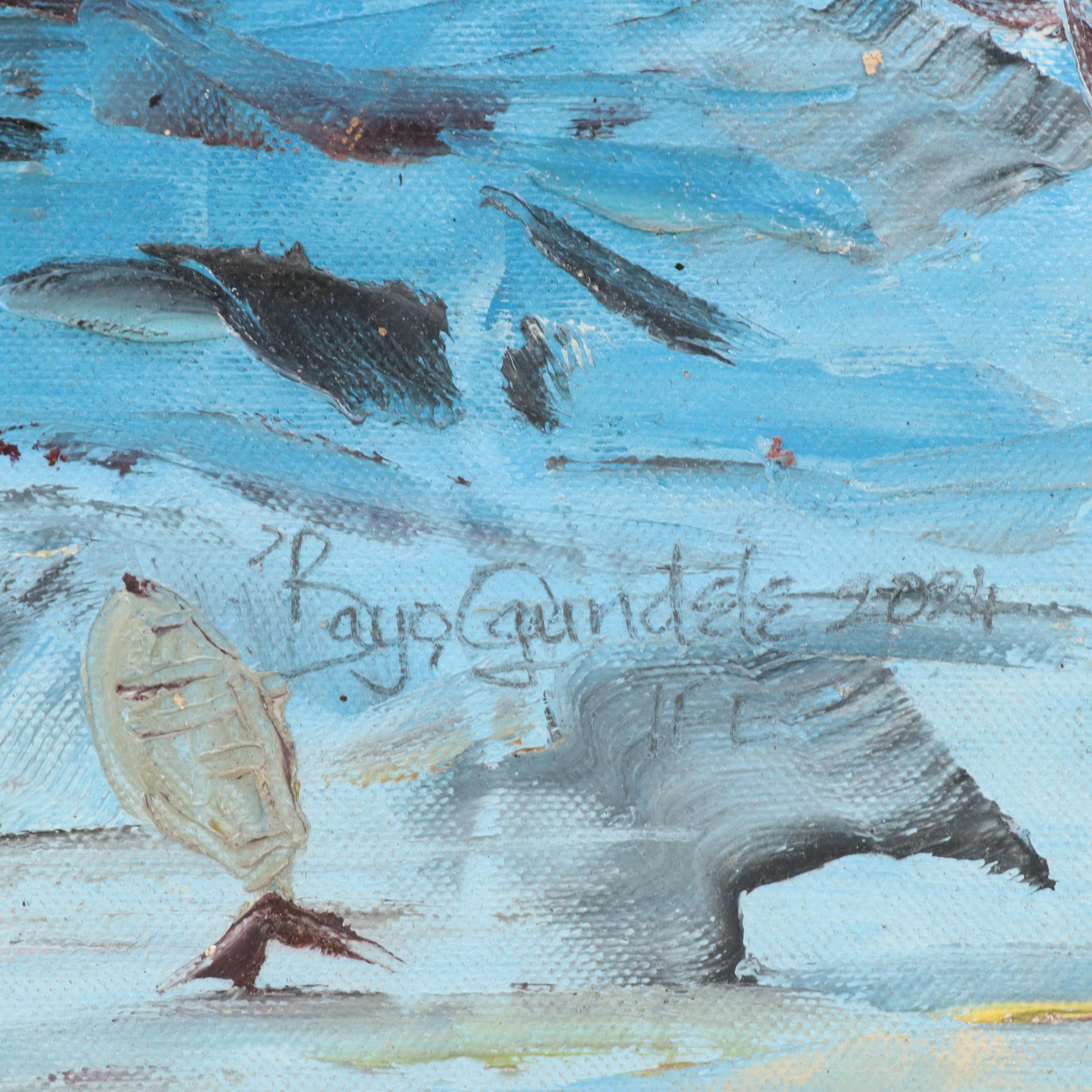 Bayo Ogundele Stylized Figural Oil Painting "Voyagers," 2024