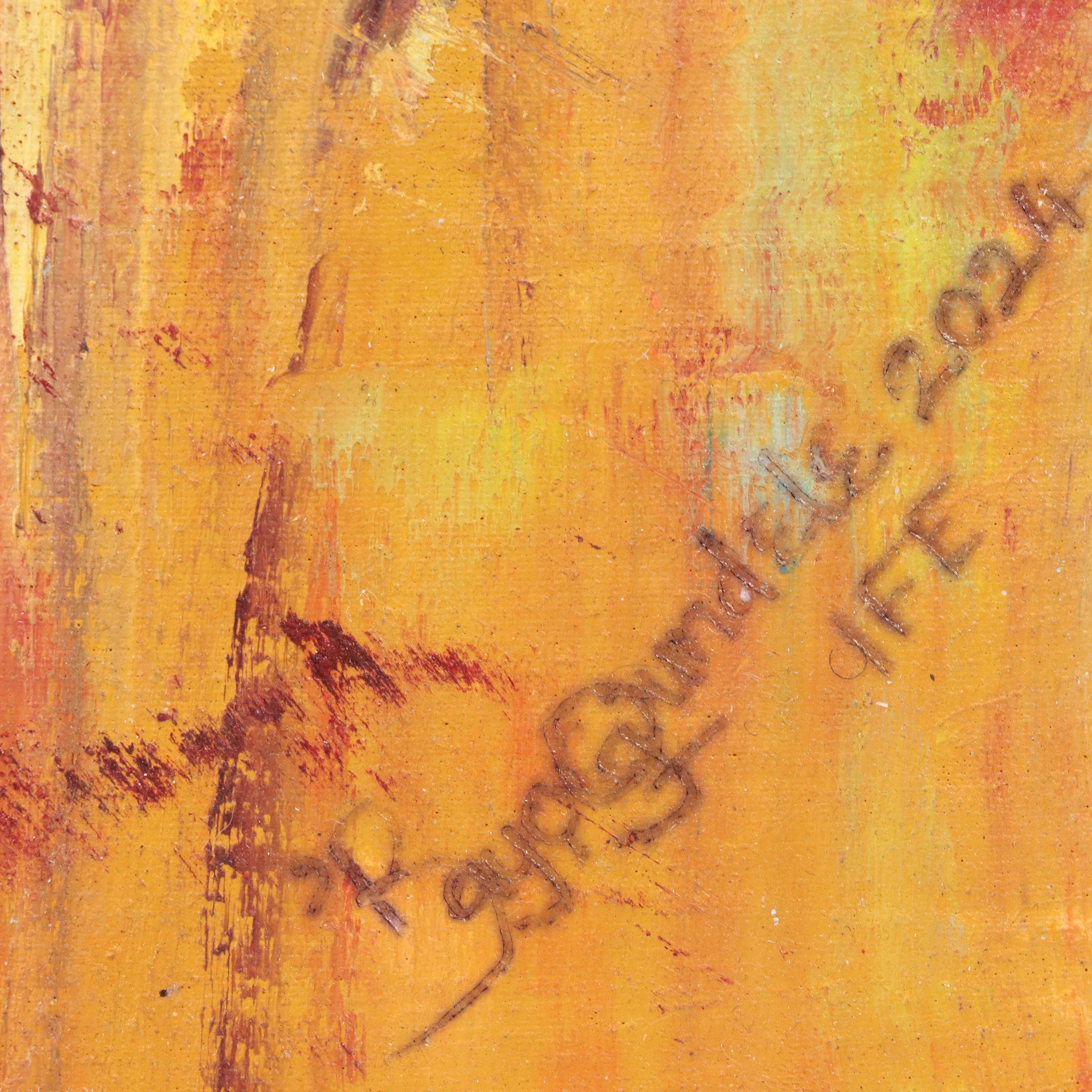 Bayo Ogundele Stylized Figural Oil Painting "Meeting Together," 2024