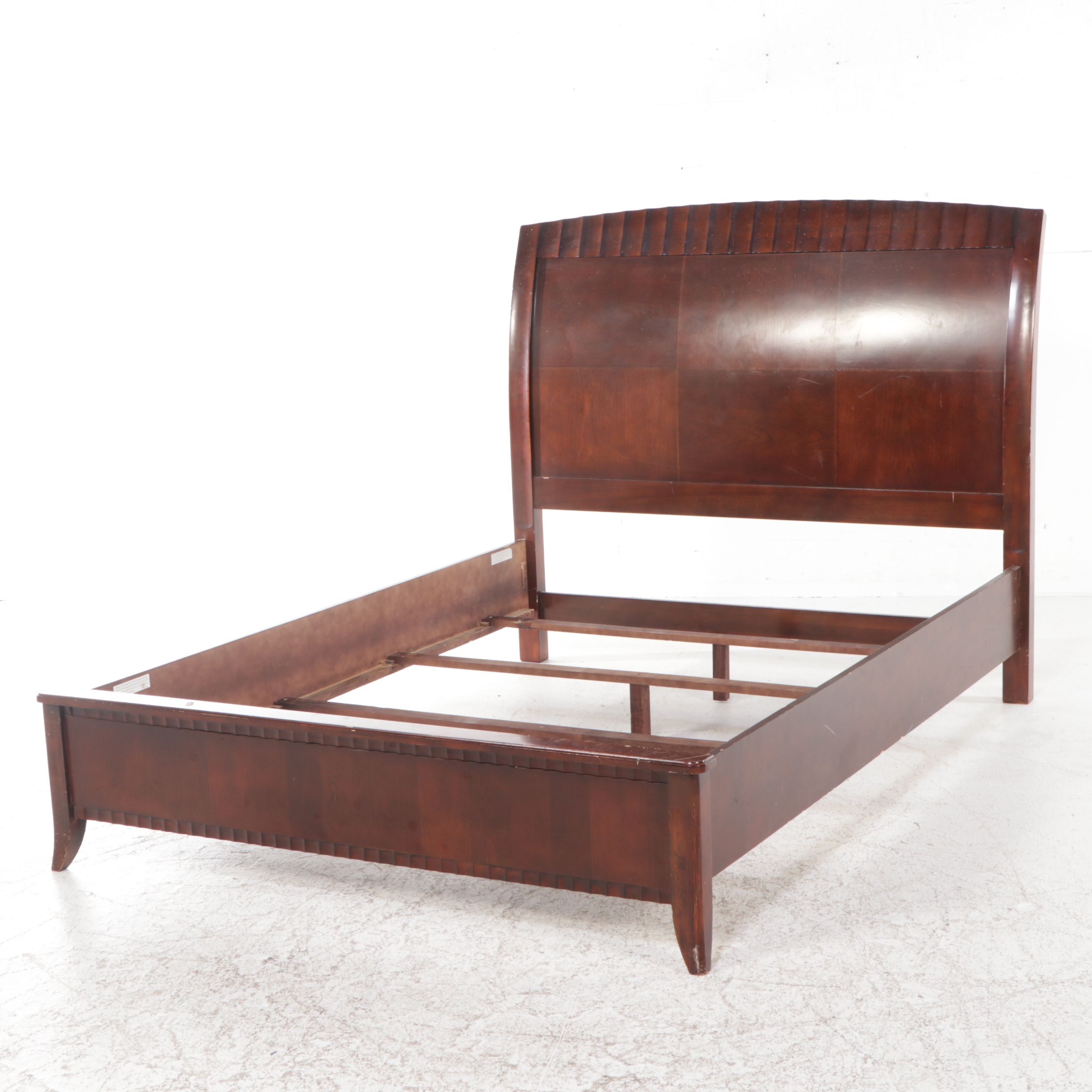American Signature Mahogany Queen Size Bed Frame and Nightstand