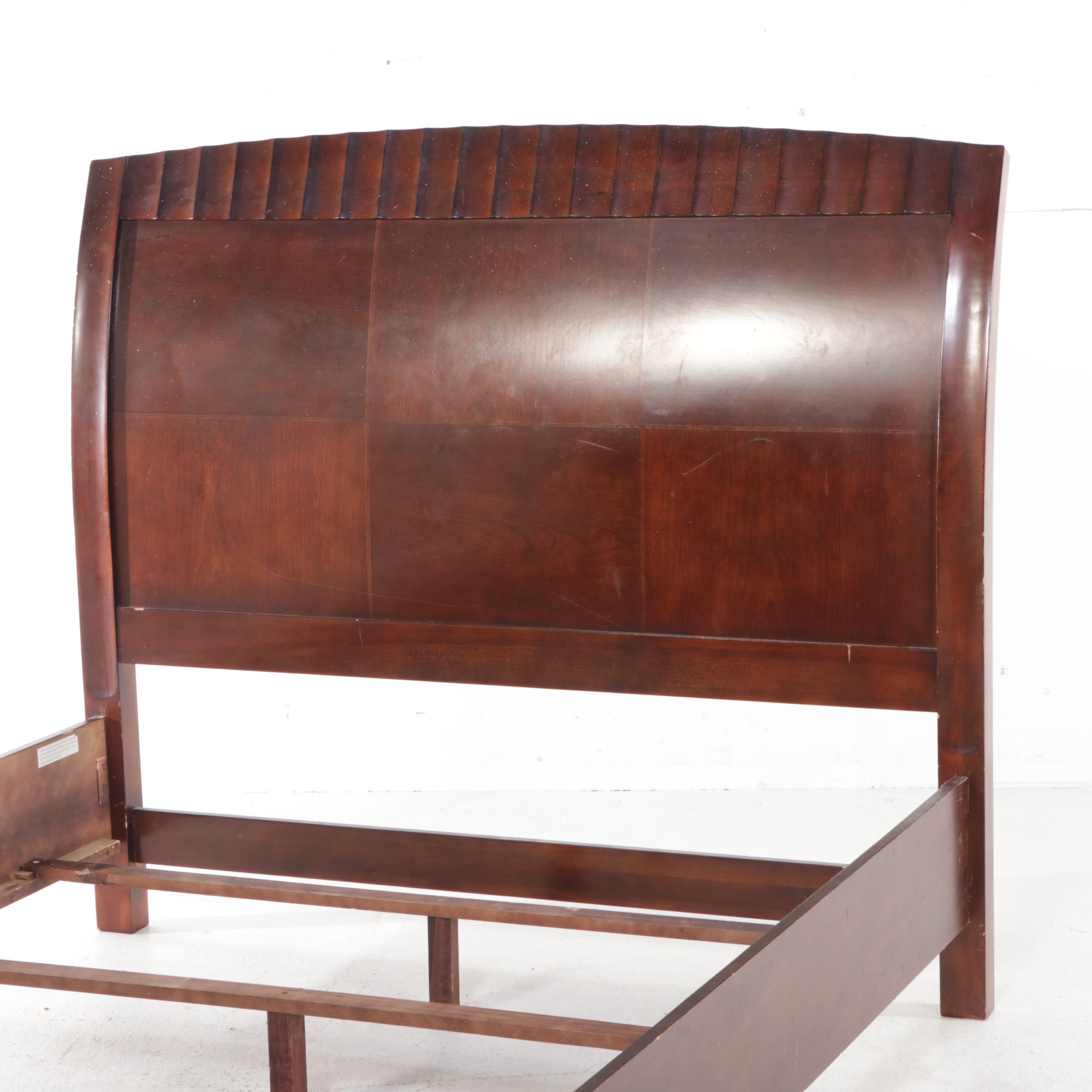 American Signature Mahogany Queen Size Bed Frame and Nightstand