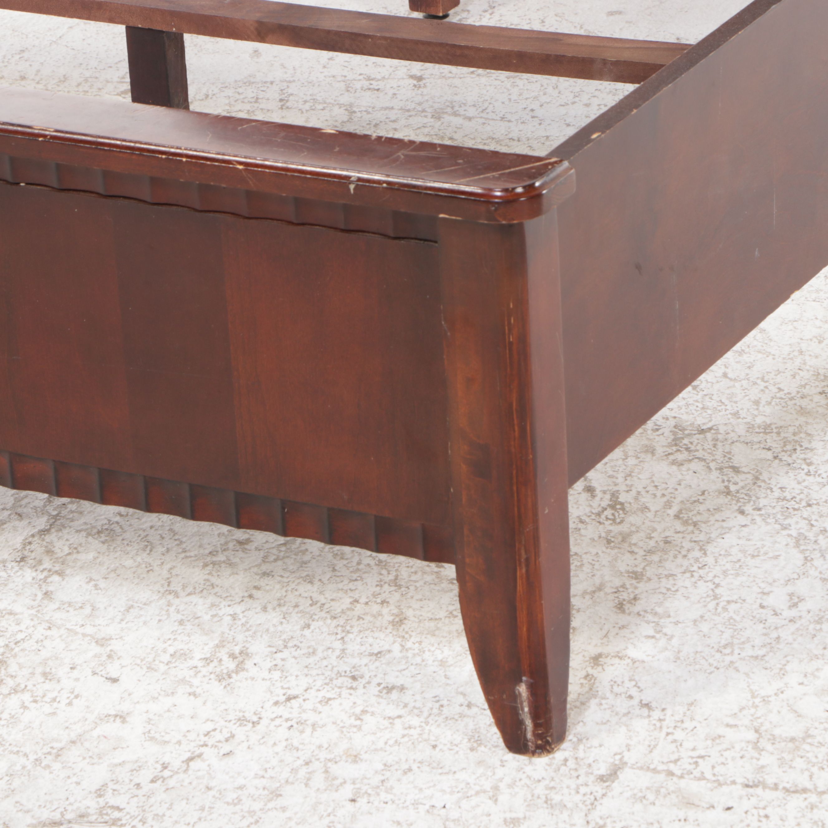 American Signature Mahogany Queen Size Bed Frame and Nightstand