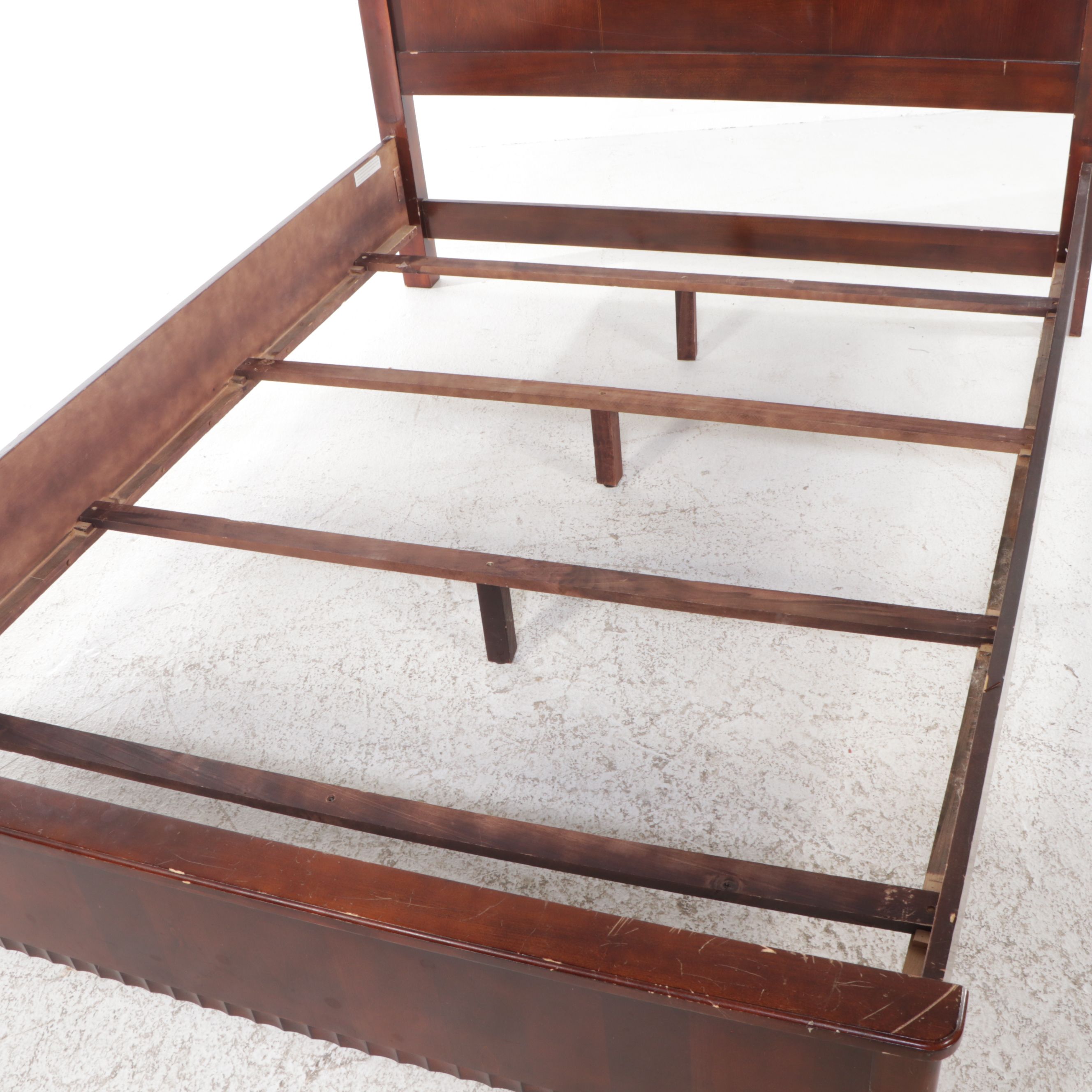 American Signature Mahogany Queen Size Bed Frame and Nightstand