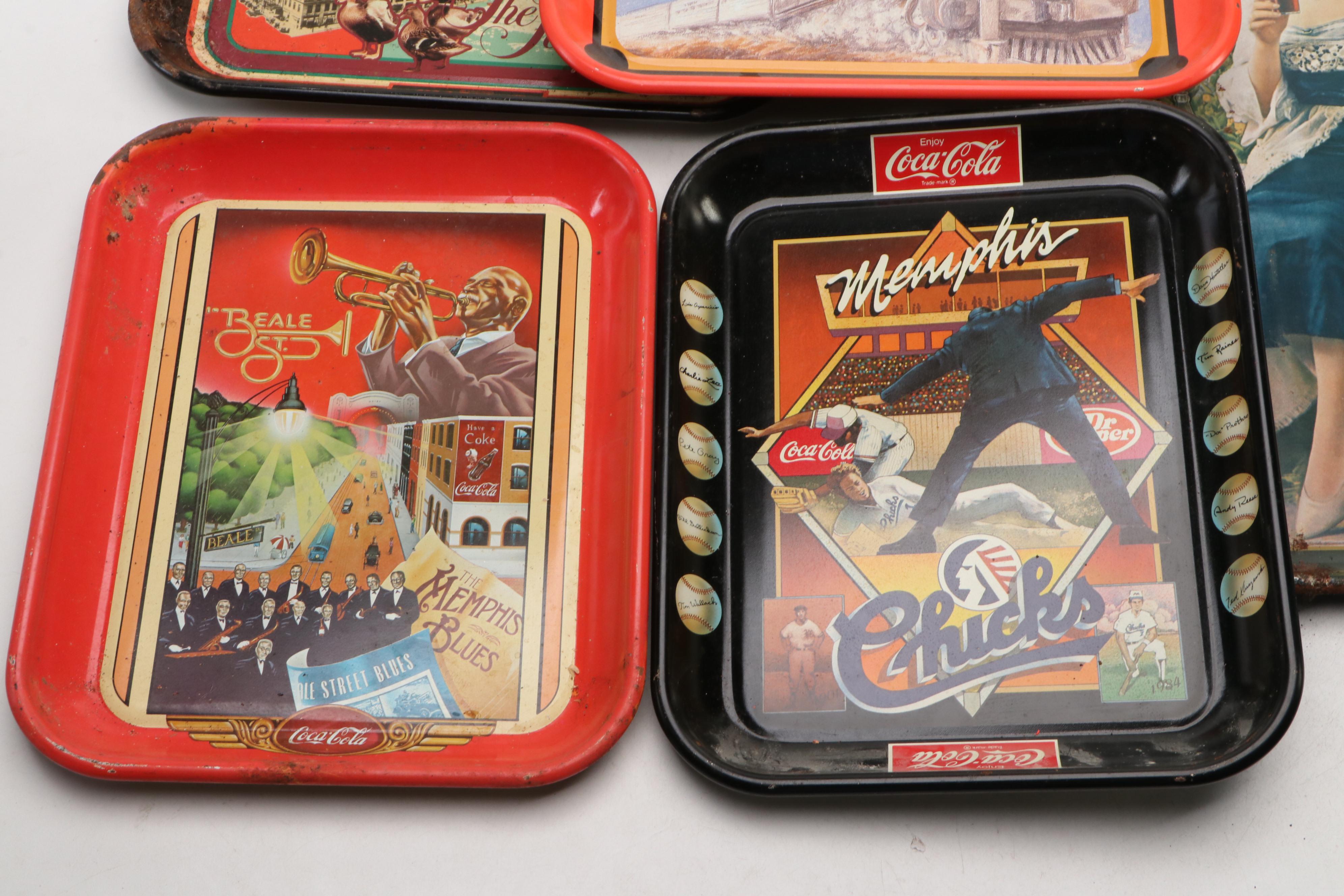 Coca-Cola Metal Reproduction Advertising Trays, Late 20th Century