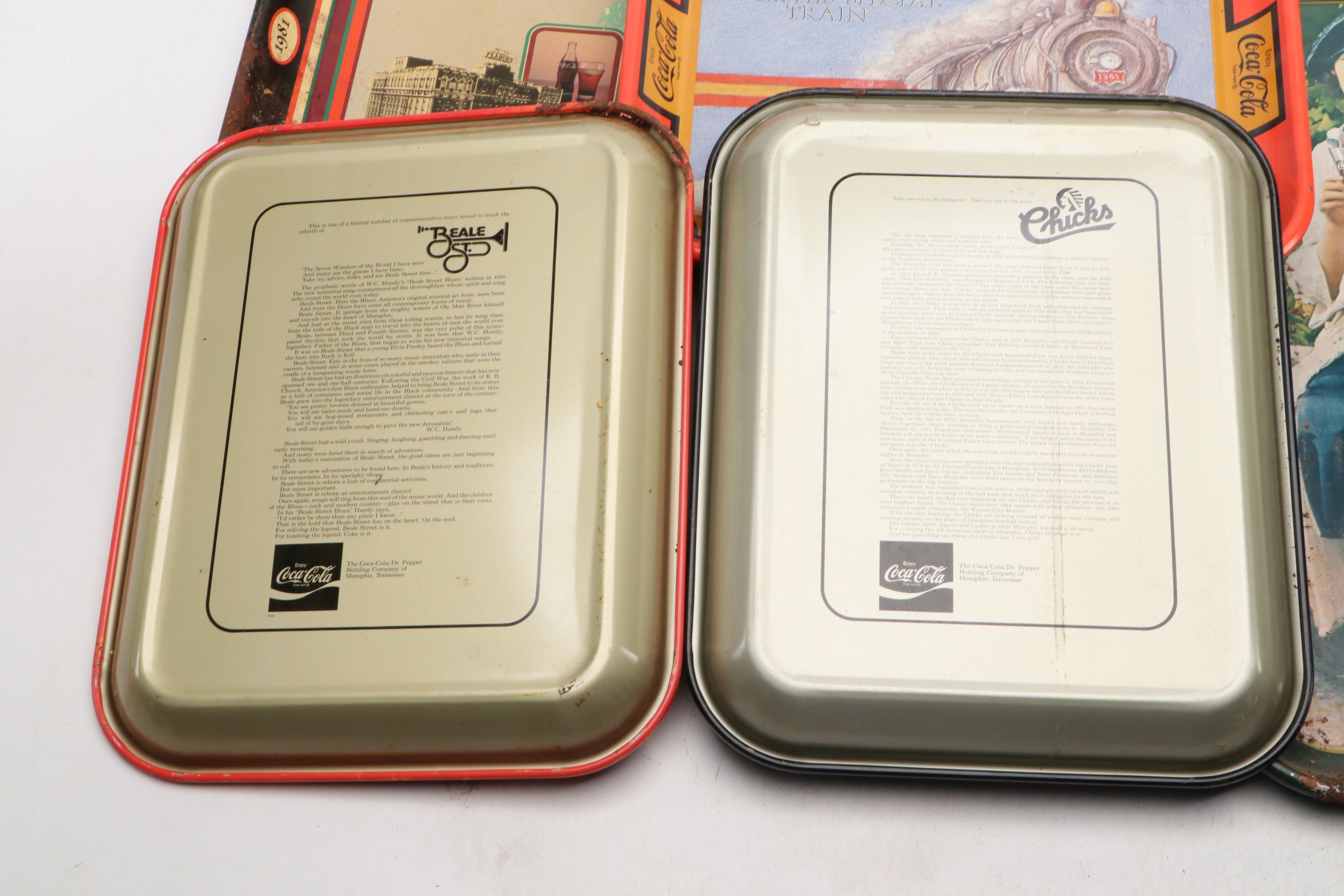 Coca-Cola Metal Reproduction Advertising Trays, Late 20th Century