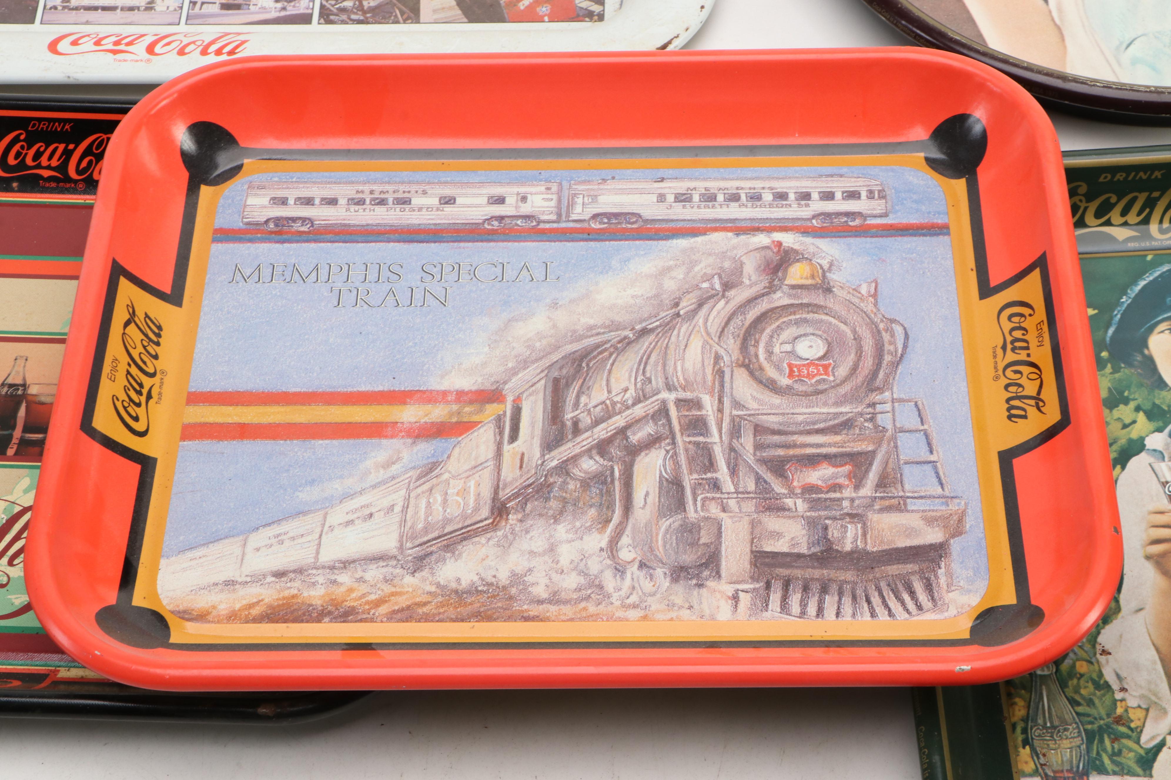 Coca-Cola Metal Reproduction Advertising Trays, Late 20th Century