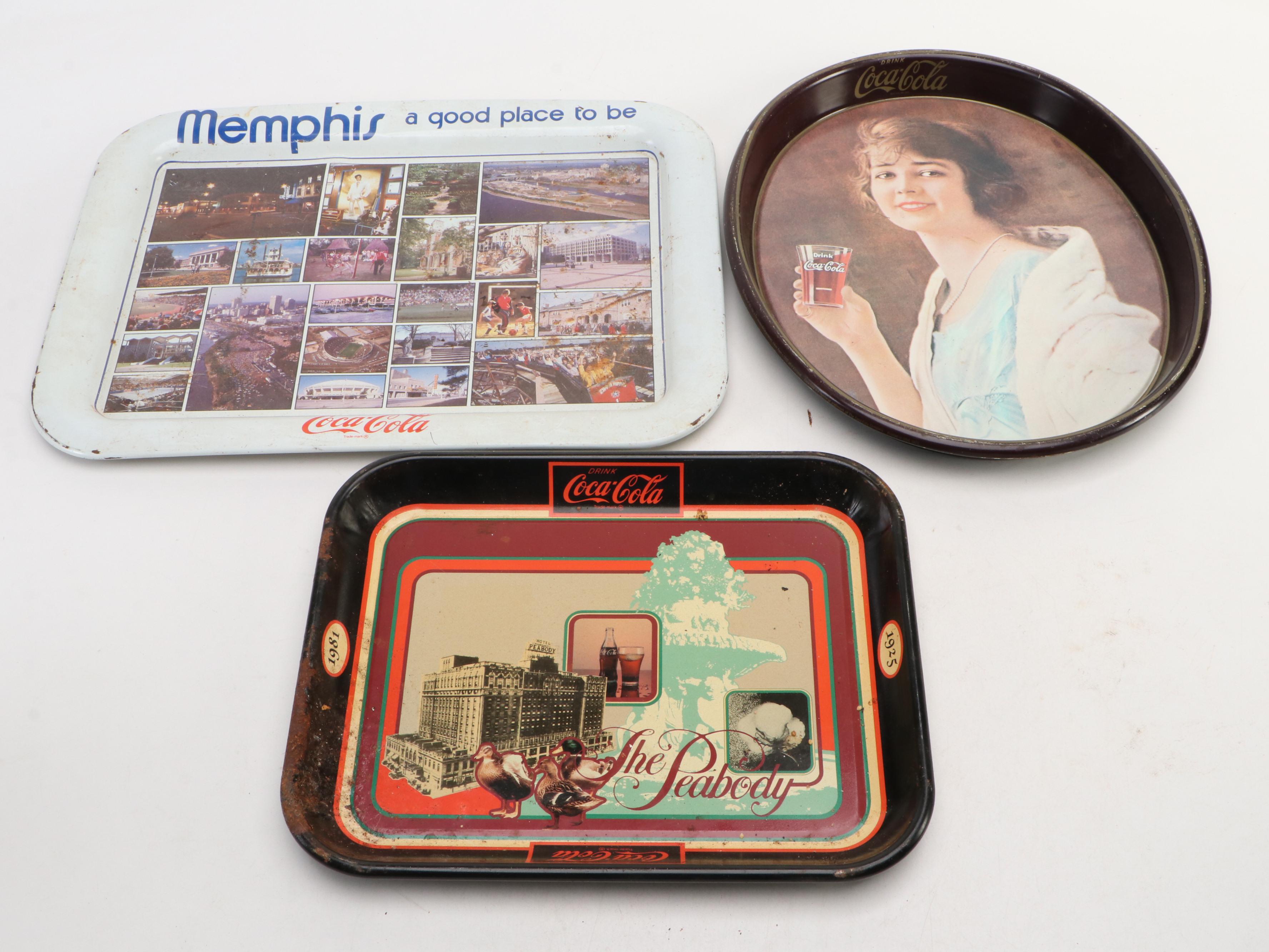 Coca-Cola Metal Reproduction Advertising Trays, Late 20th Century