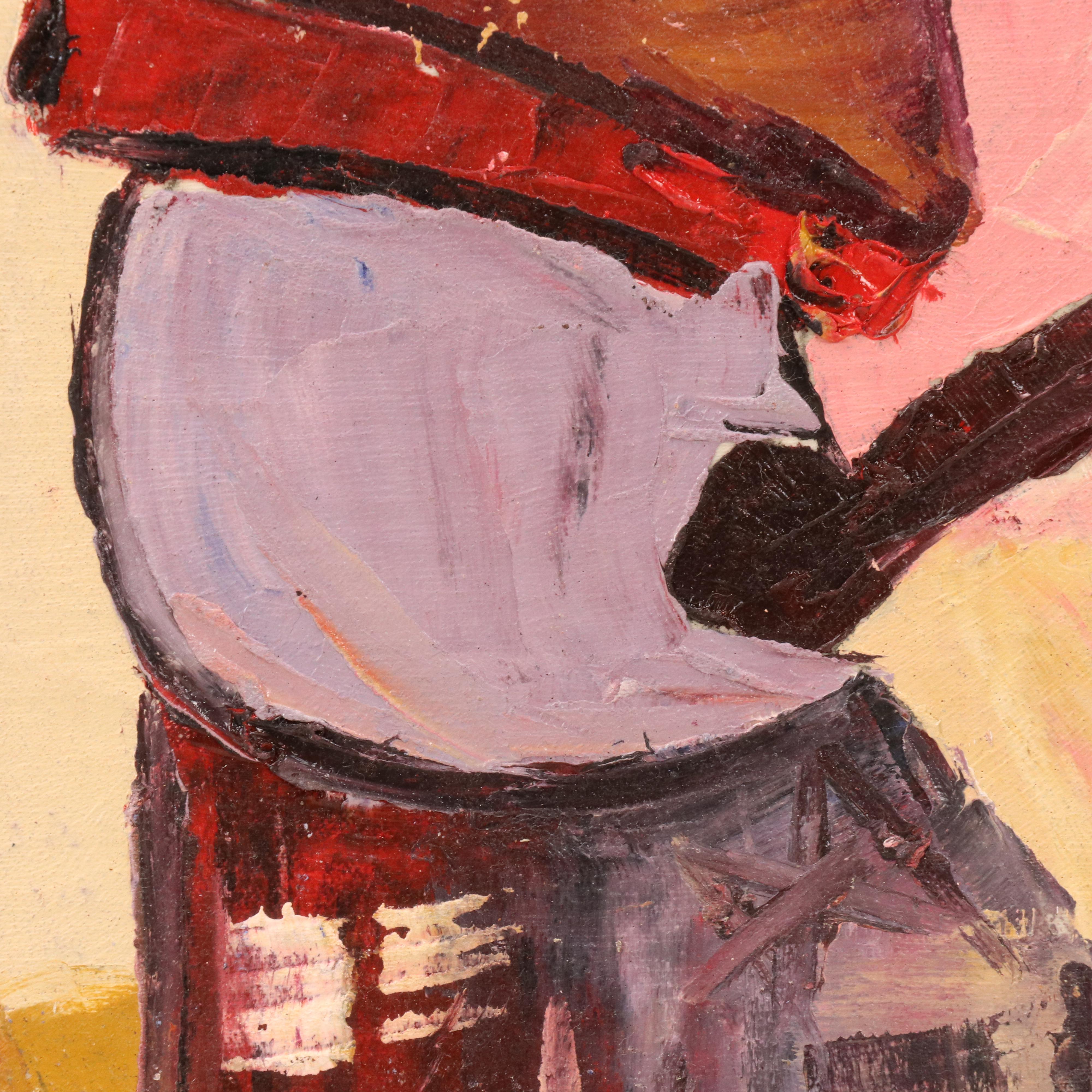 Bayo Ogundele Stylized Figural Oil Painting "Tee-a-Tee," 2024