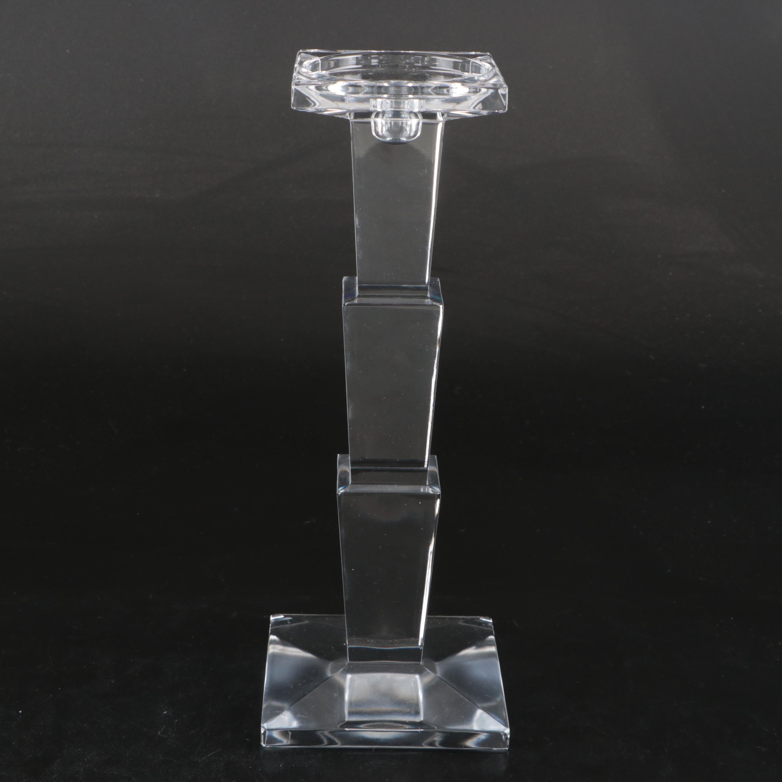 Set of Glass Geometric Stacked Pillar Candlesticks
