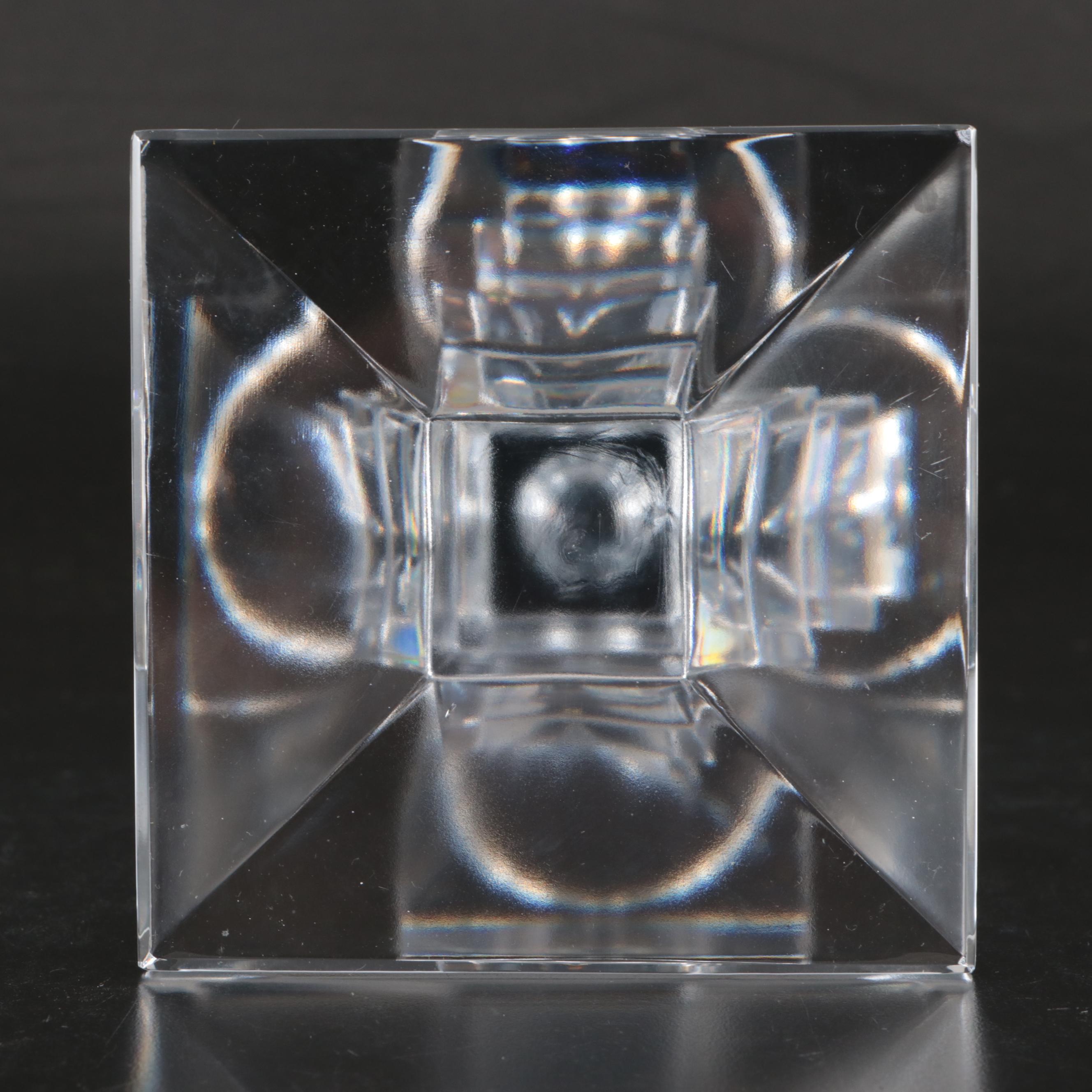 Set of Glass Geometric Stacked Pillar Candlesticks